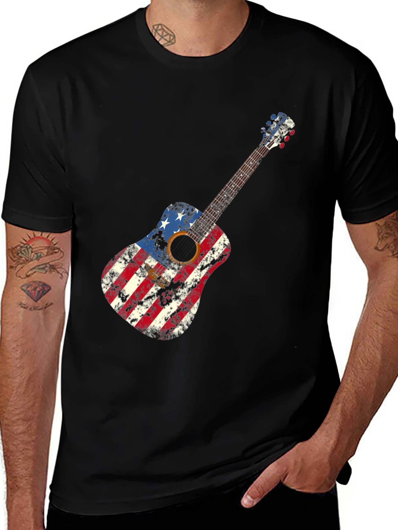 Variant 25 of American Flag Guitar Graphic Tee - Patriotic Music Lover Shirt