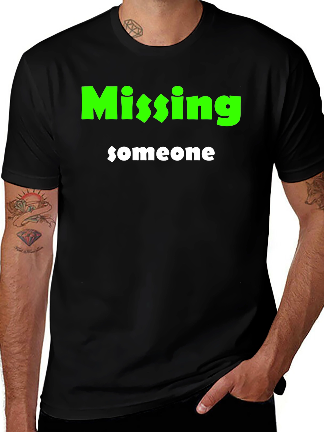 Variant 2 of Missing Someone Black Crew Neck T-Shirt