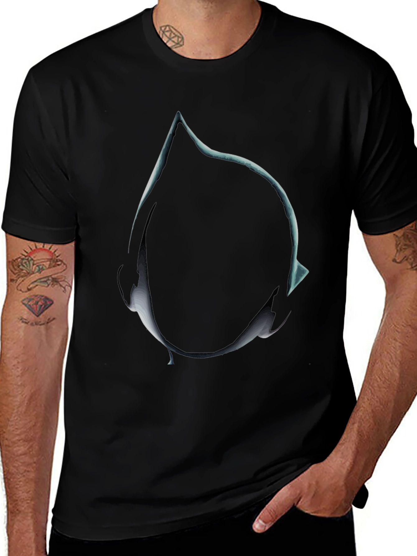 Variant 18 of Abstract Teardrop Graphic Tee - Men's Black T-Shirt