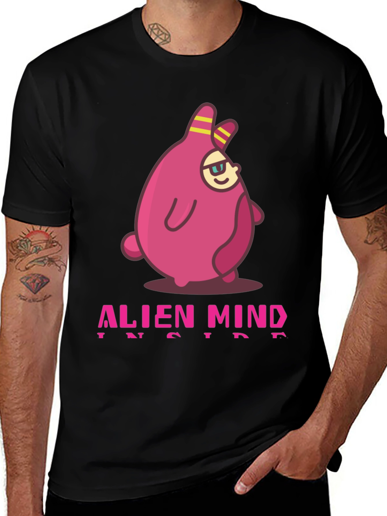 Variant 15 of Alien Mind Inside Graphic Print Black T-Shirt
