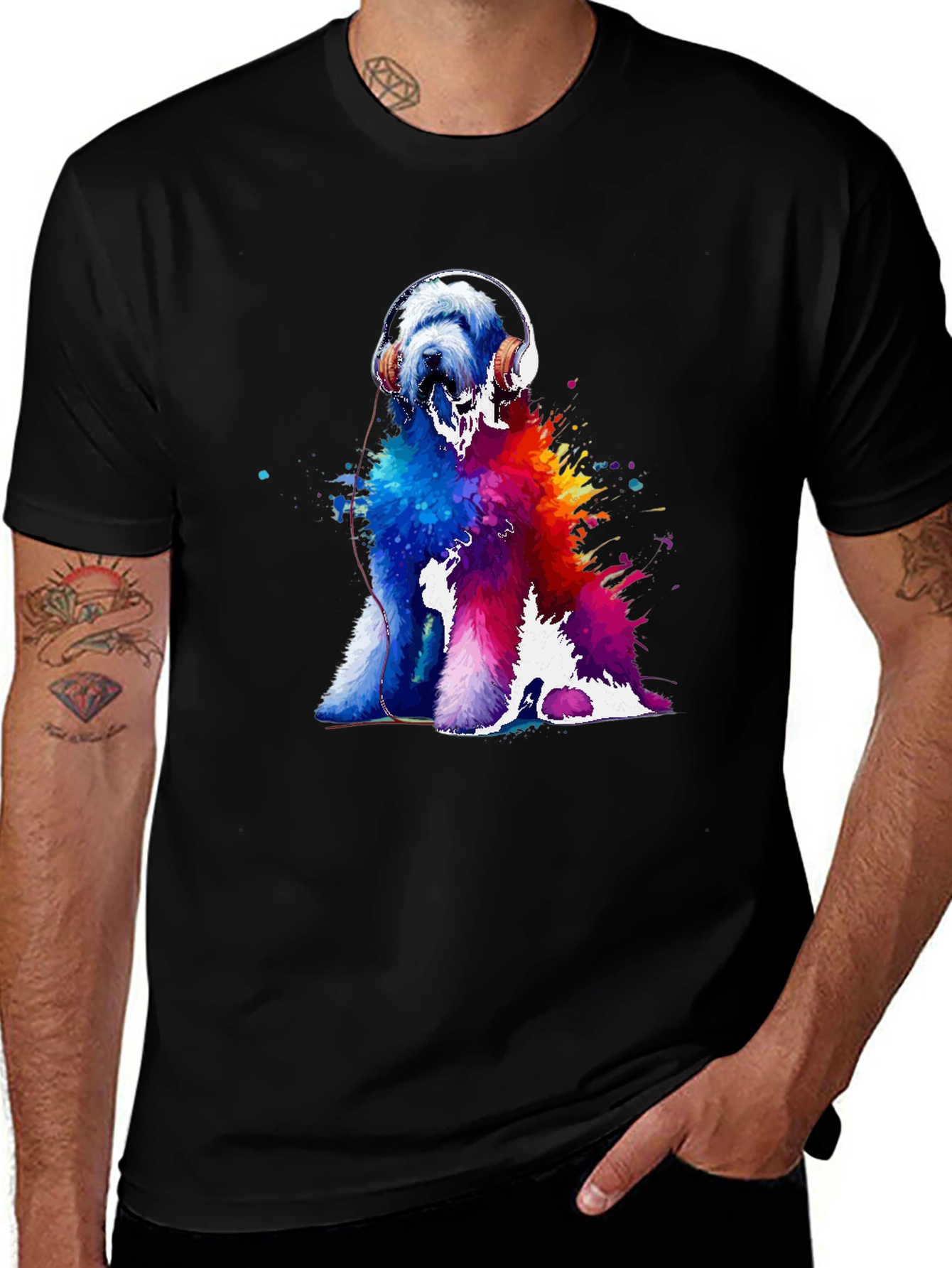 Variant 26 of Colorful Dog Headphones Graphic Tee
