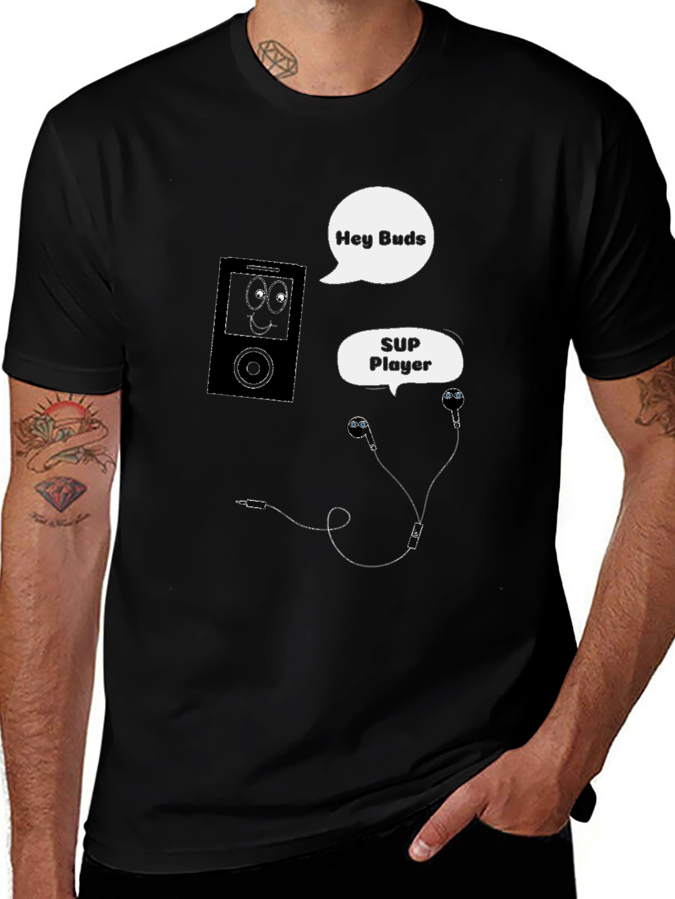 Variant 29 of Funny Music Lover T-Shirt - Hey Buds SUP Player Tee