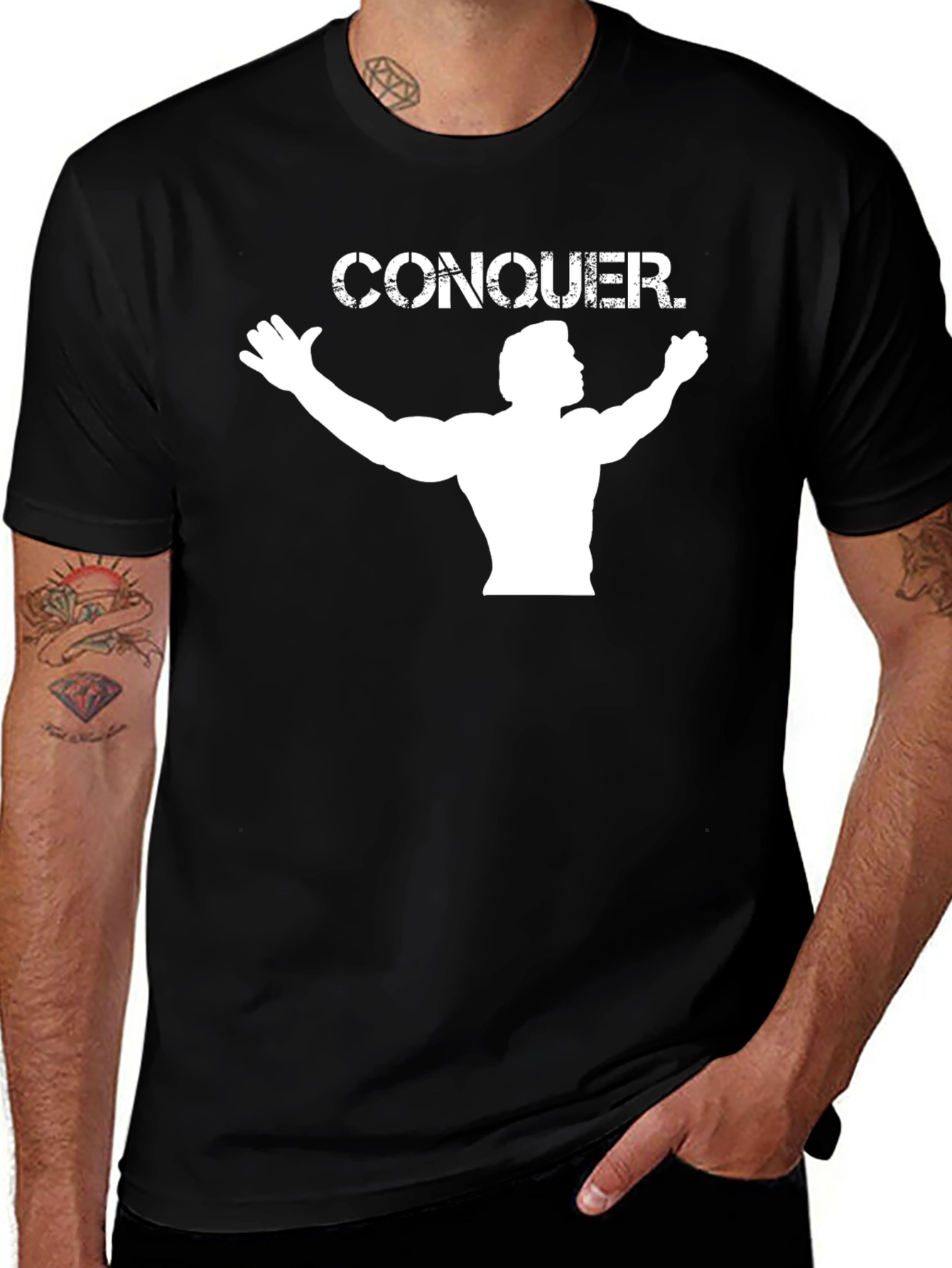 Conquer Graphic Tee - Bodybuilding Motivation Shirt