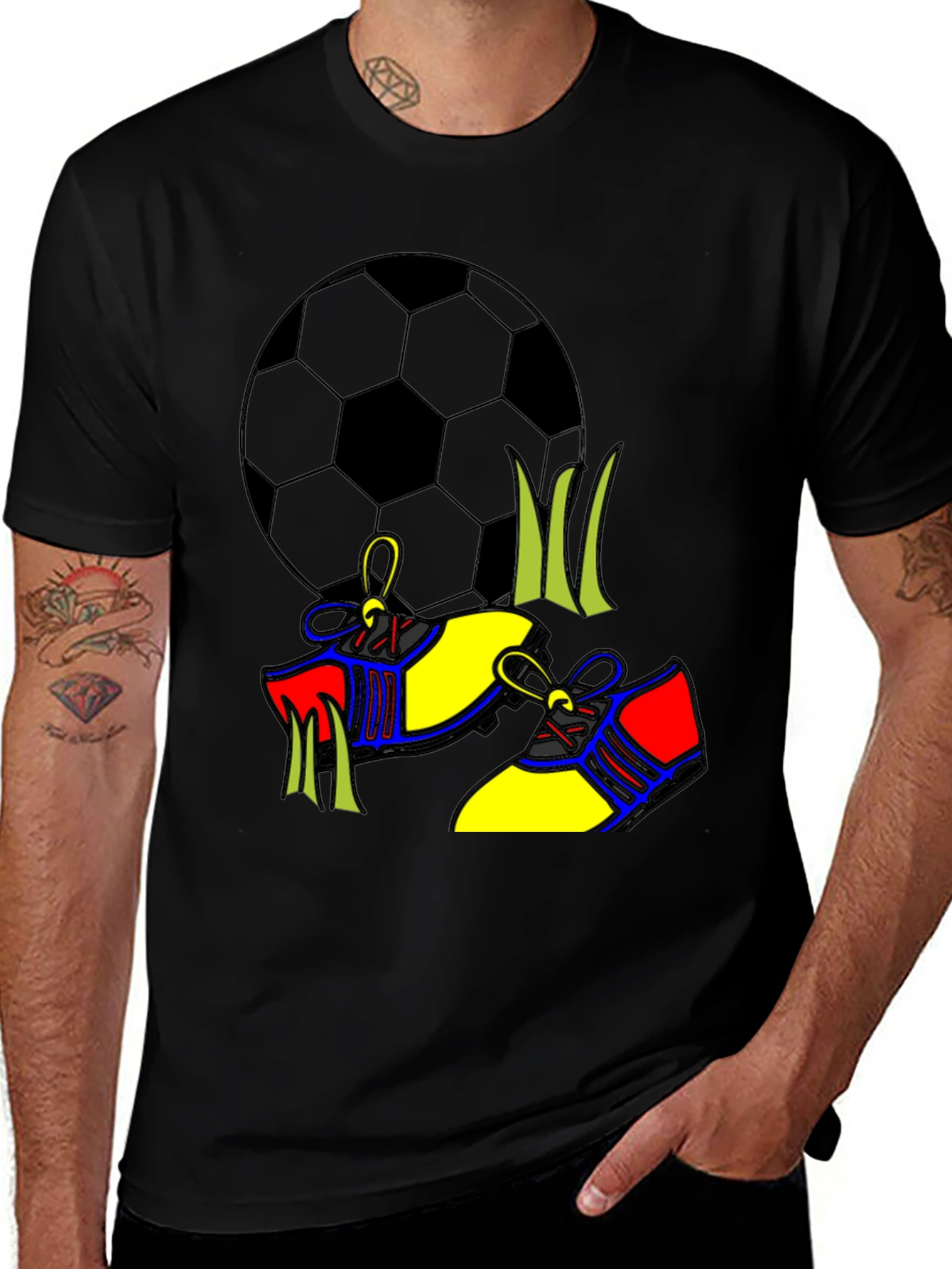 Variant 10 of Soccer Ball & Shoes Graphic T-Shirt - Black