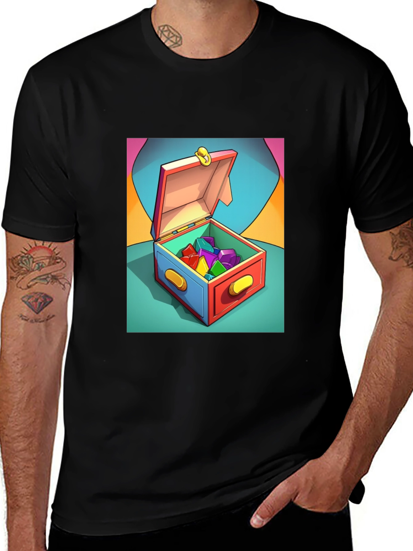 Variant 4 of Treasure Chest Graphic Tee - Funky Colorful Design