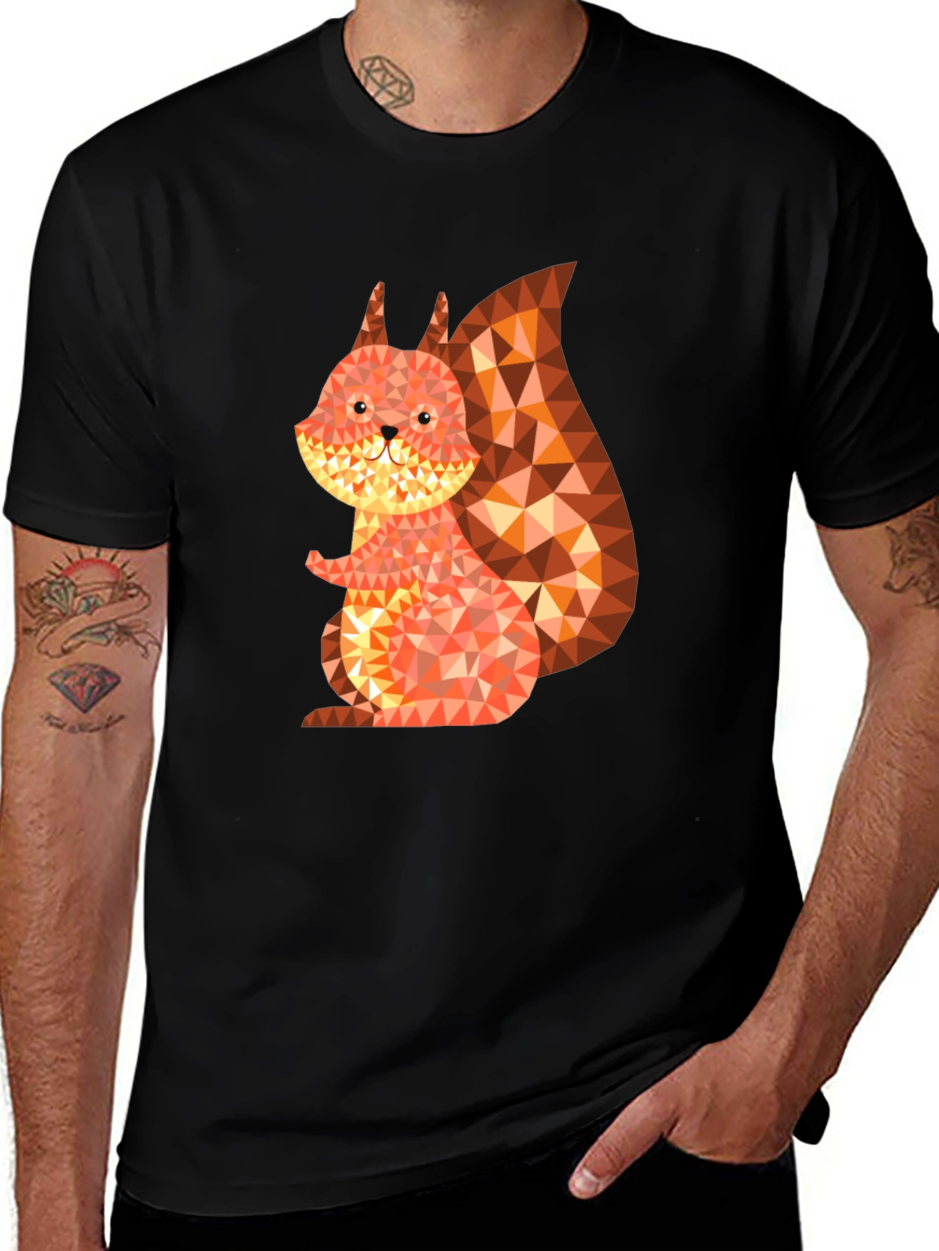 Variant 18 of Geometric Squirrel Graphic Tee - Black