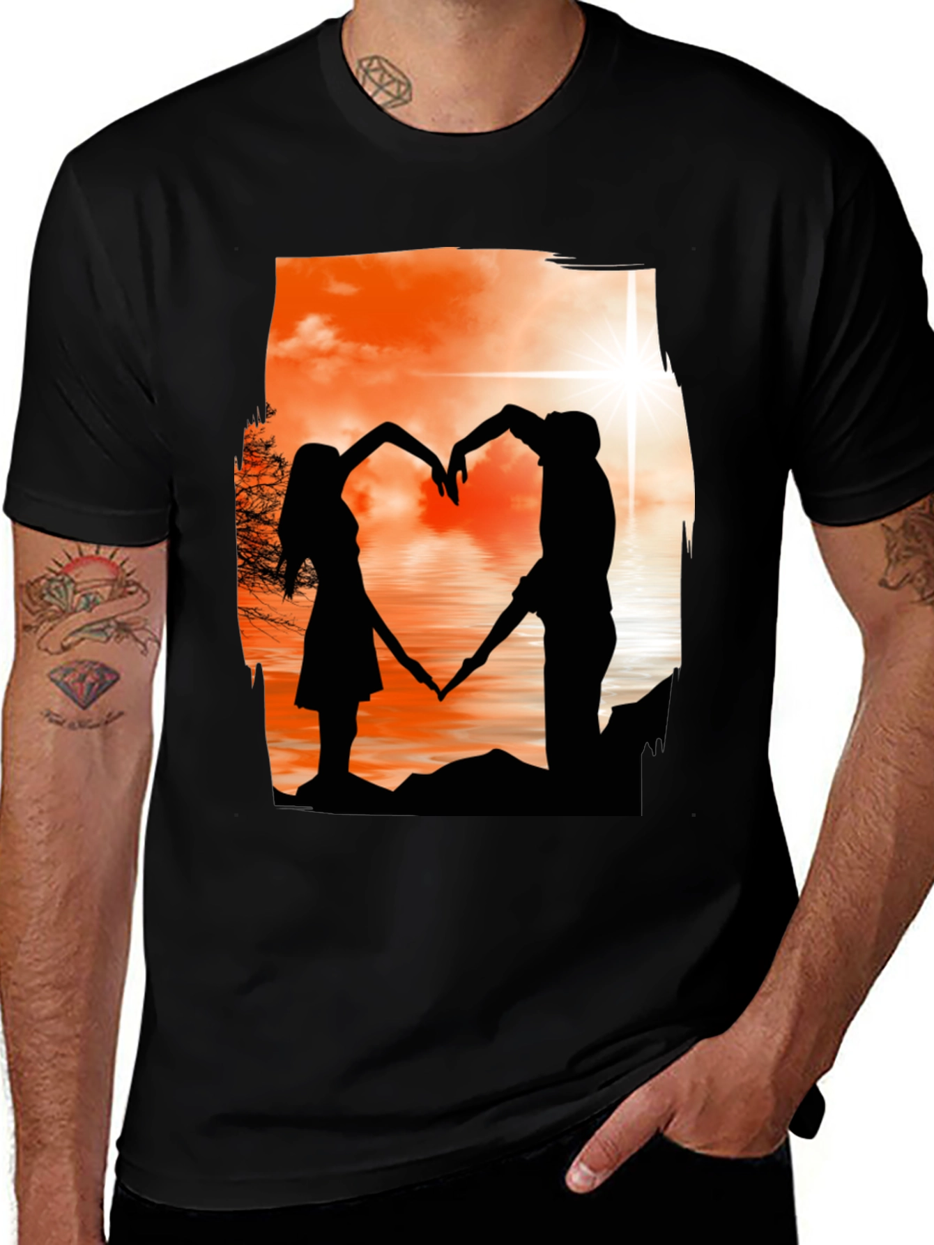 Variant 24 of Silhouette Lovers T-Shirt - Romantic Heart Design