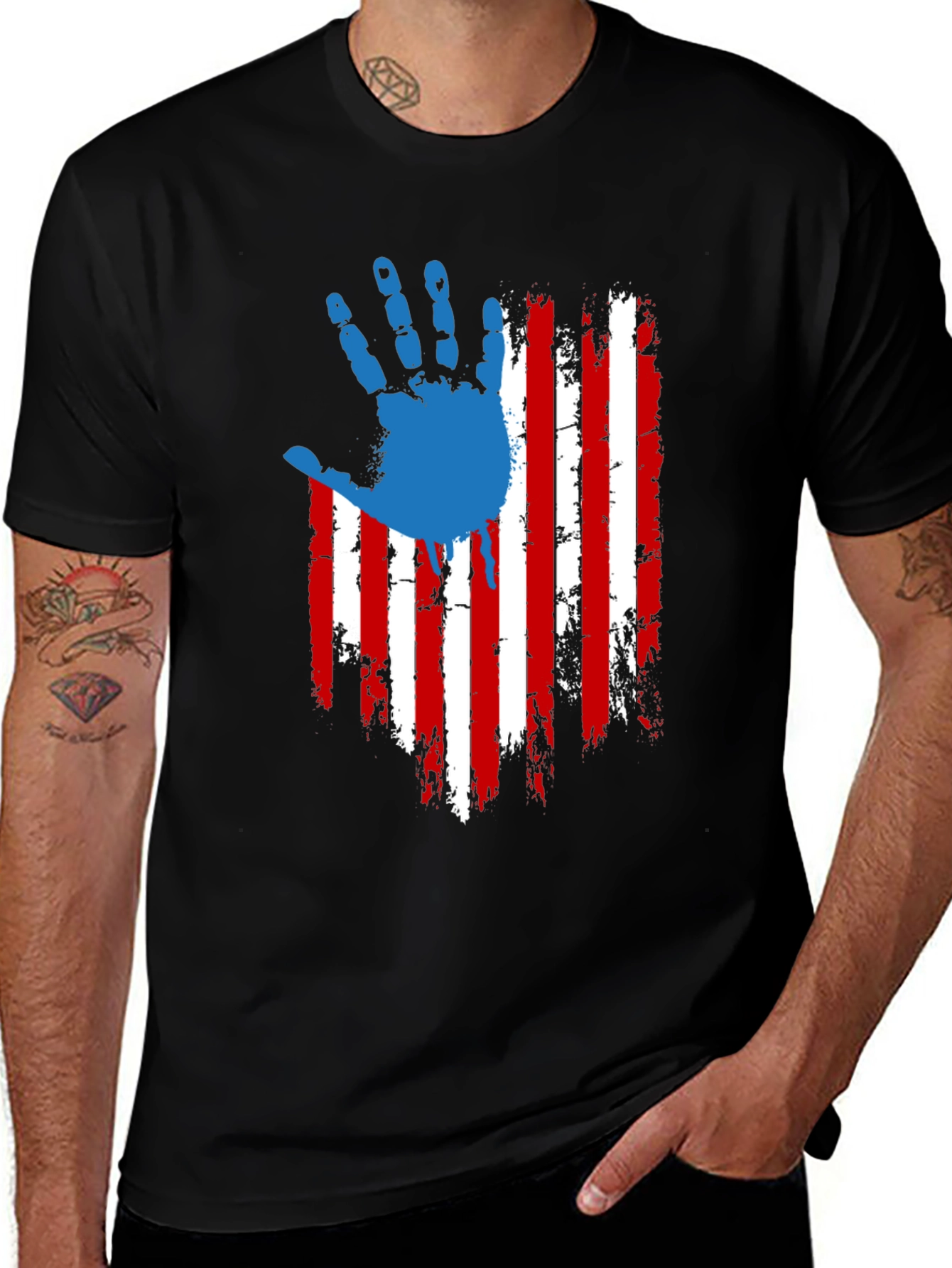 Variant 16 of Patriotic USA Flag Handprint Graphic T-Shirt