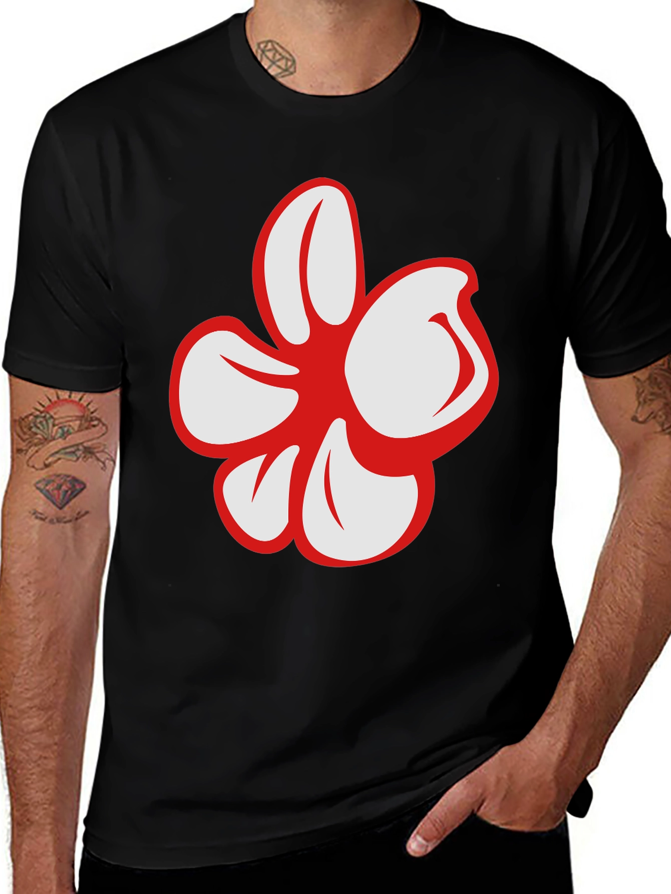 Variant 15 of Bold Floral Graphic Black T-Shirt