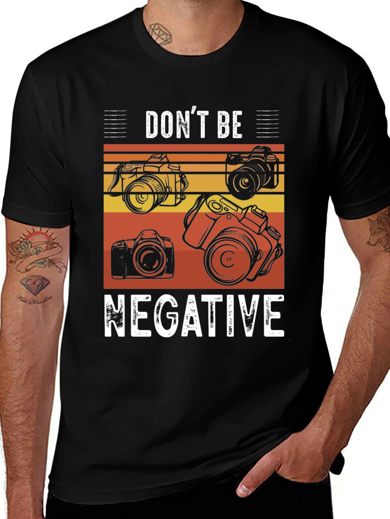Black Don't Be Negative Camera Graphic Tee main image