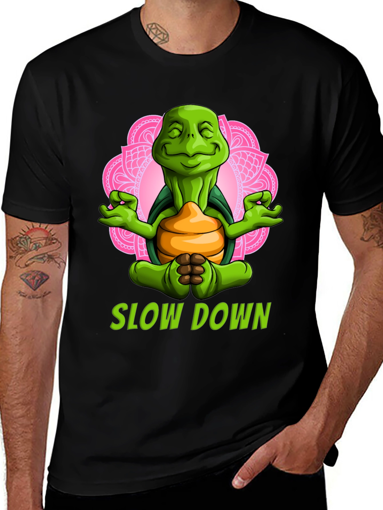 Variant 19 of Meditating Turtle T-Shirt - Slow Down