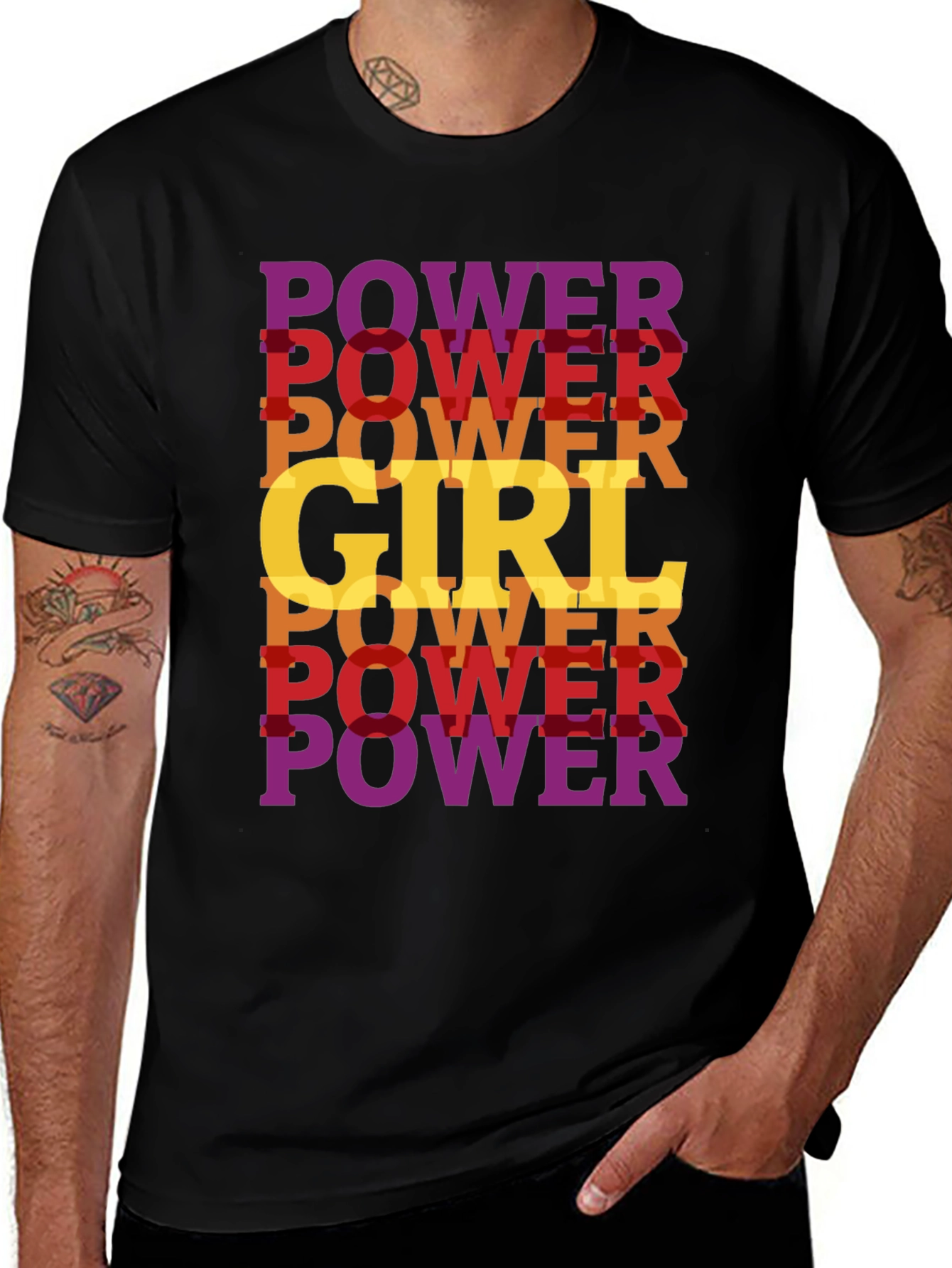 Variant 23 of Power Girl T-Shirt Black Cotton Empowering Design