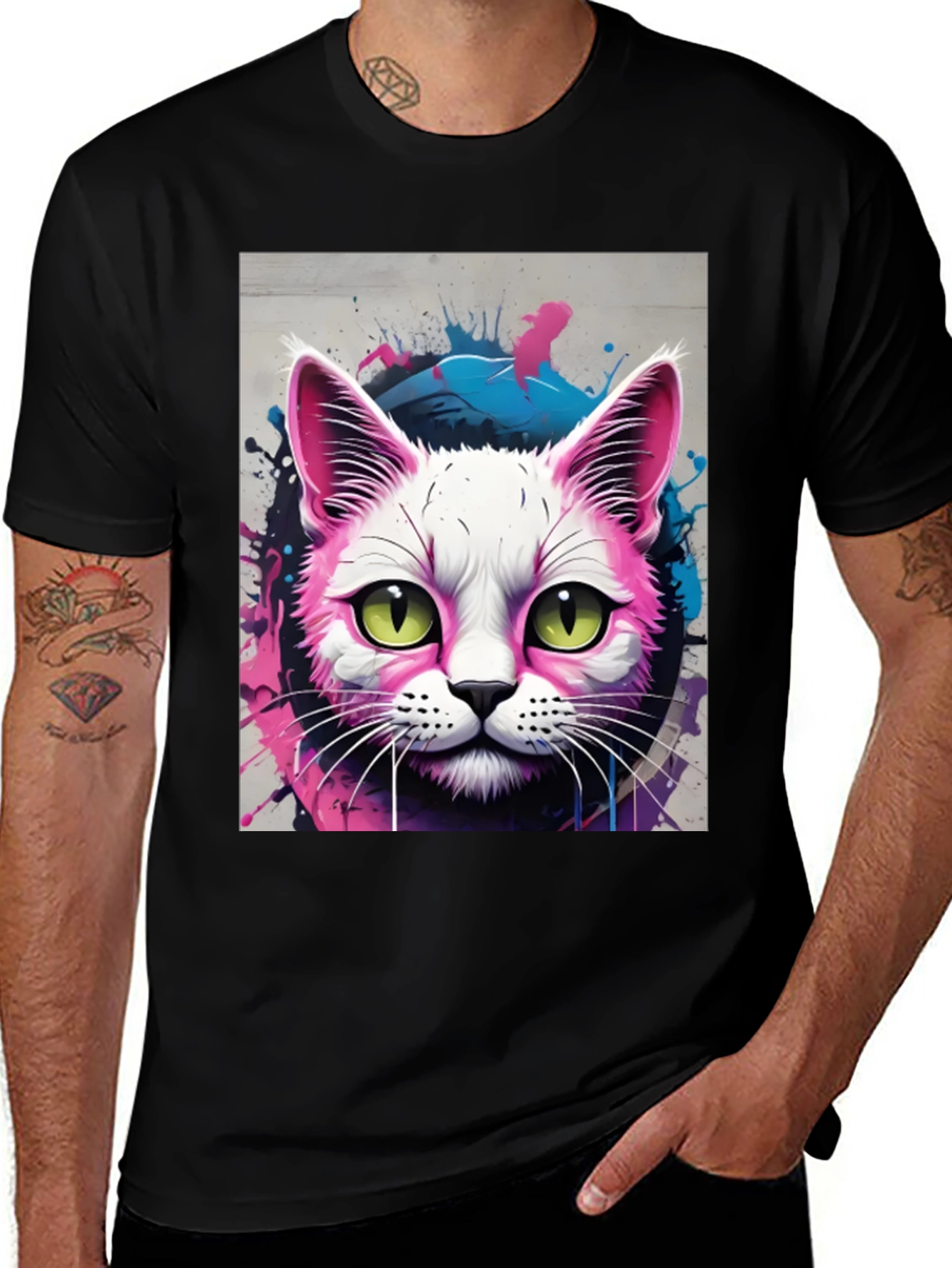 Variant 4 of Neon Cat Graphic Tee - Unique Style