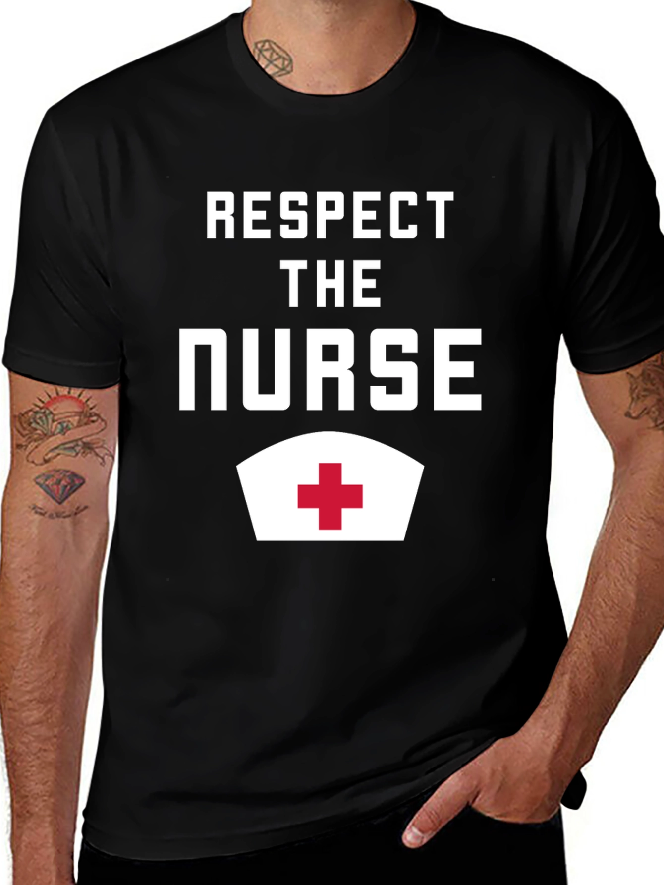 Variant 9 of Respect The Nurse Black T-Shirt