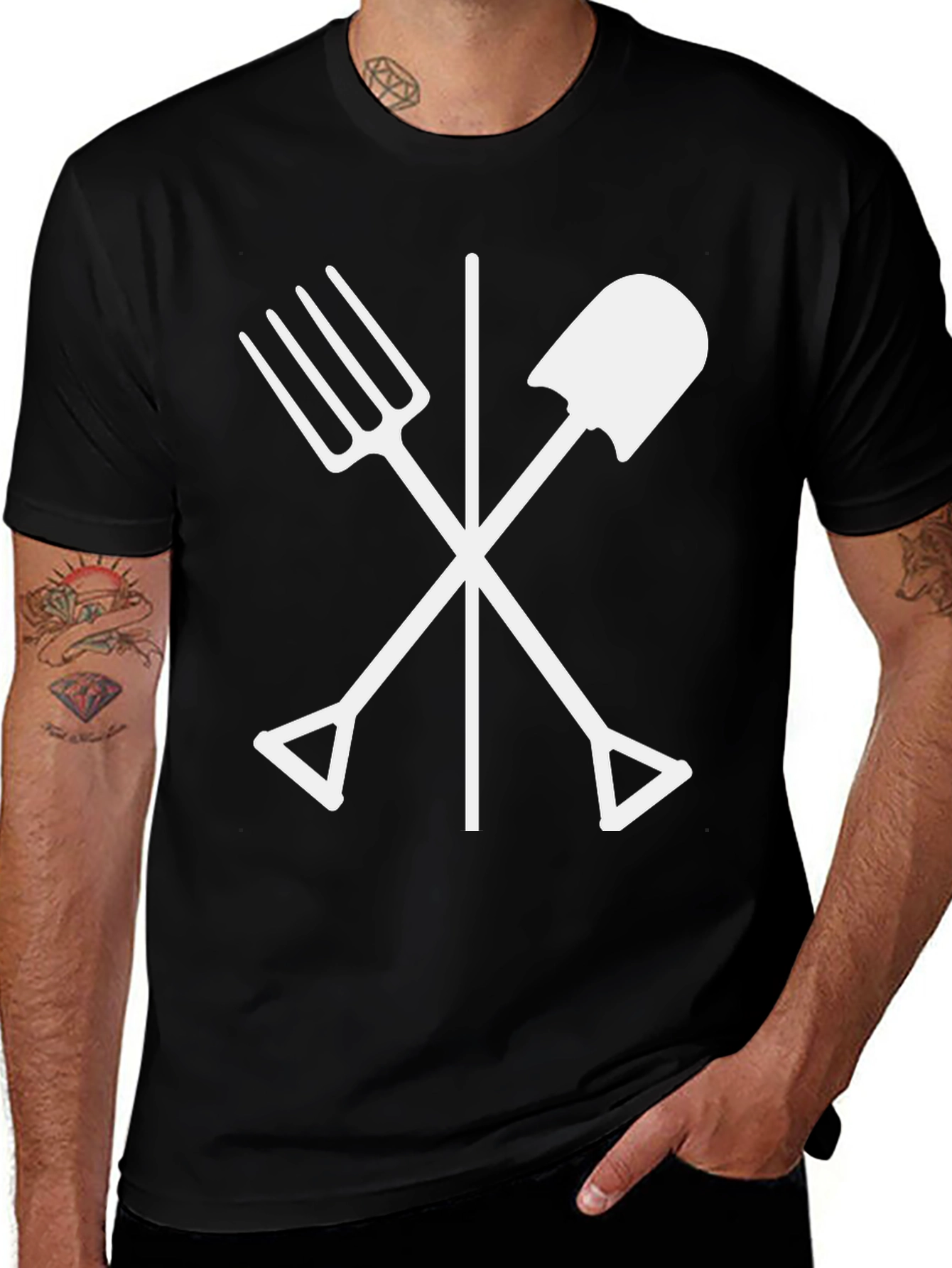 Variant 27 of Gardener's Cross T-Shirt - Black Cotton Tee