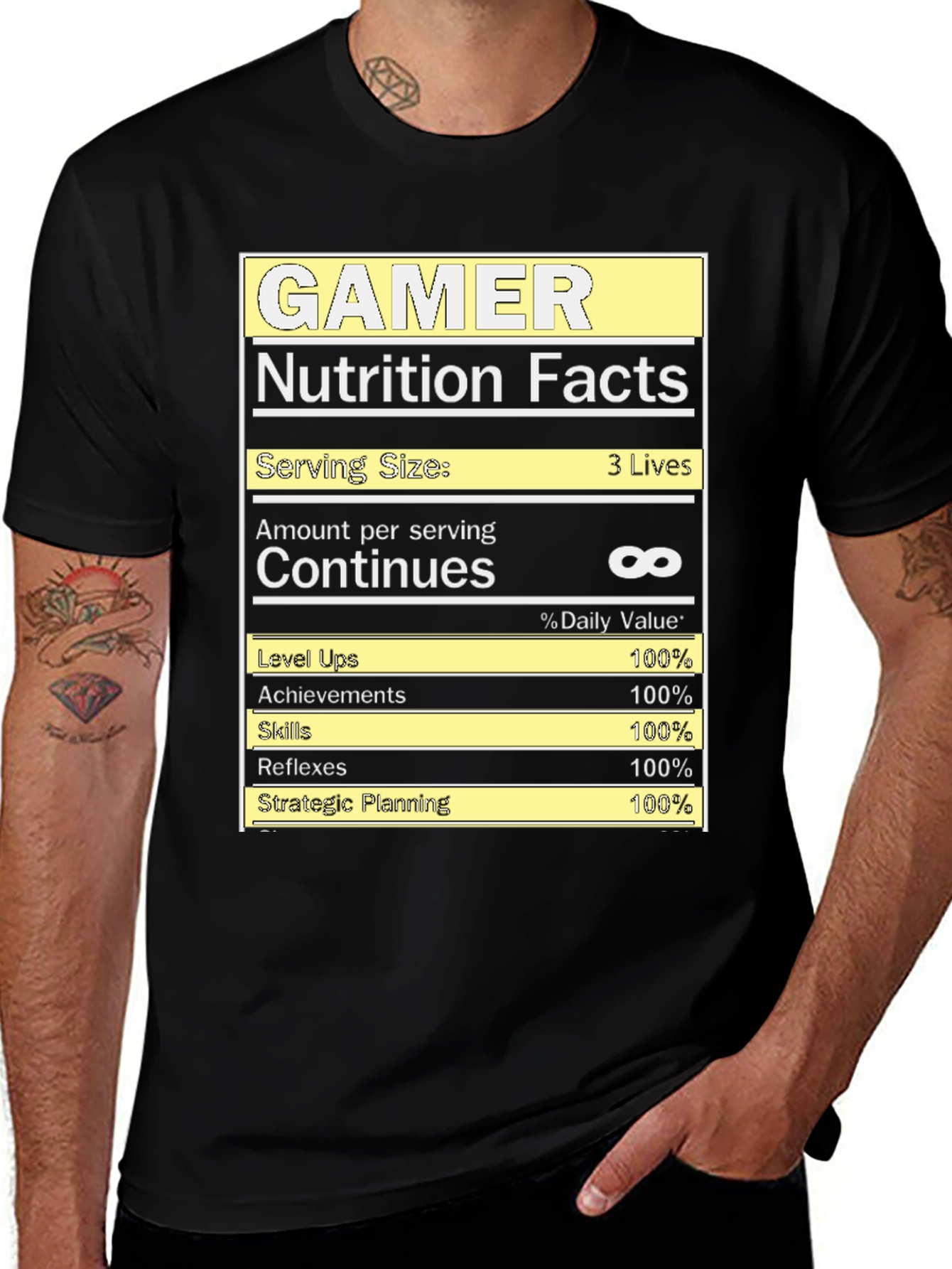 Variant 22 of Gamer Nutrition Facts T-Shirt - Funny Gaming Tee