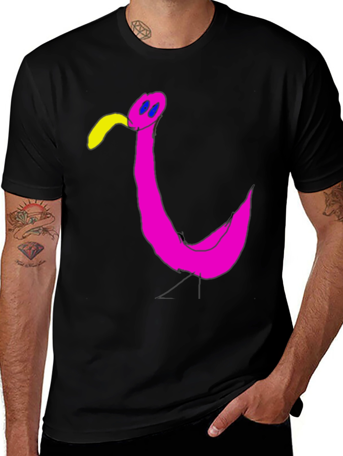 Variant 6 of Funky Flamingo Black T-Shirt - Unique Graphic Tee