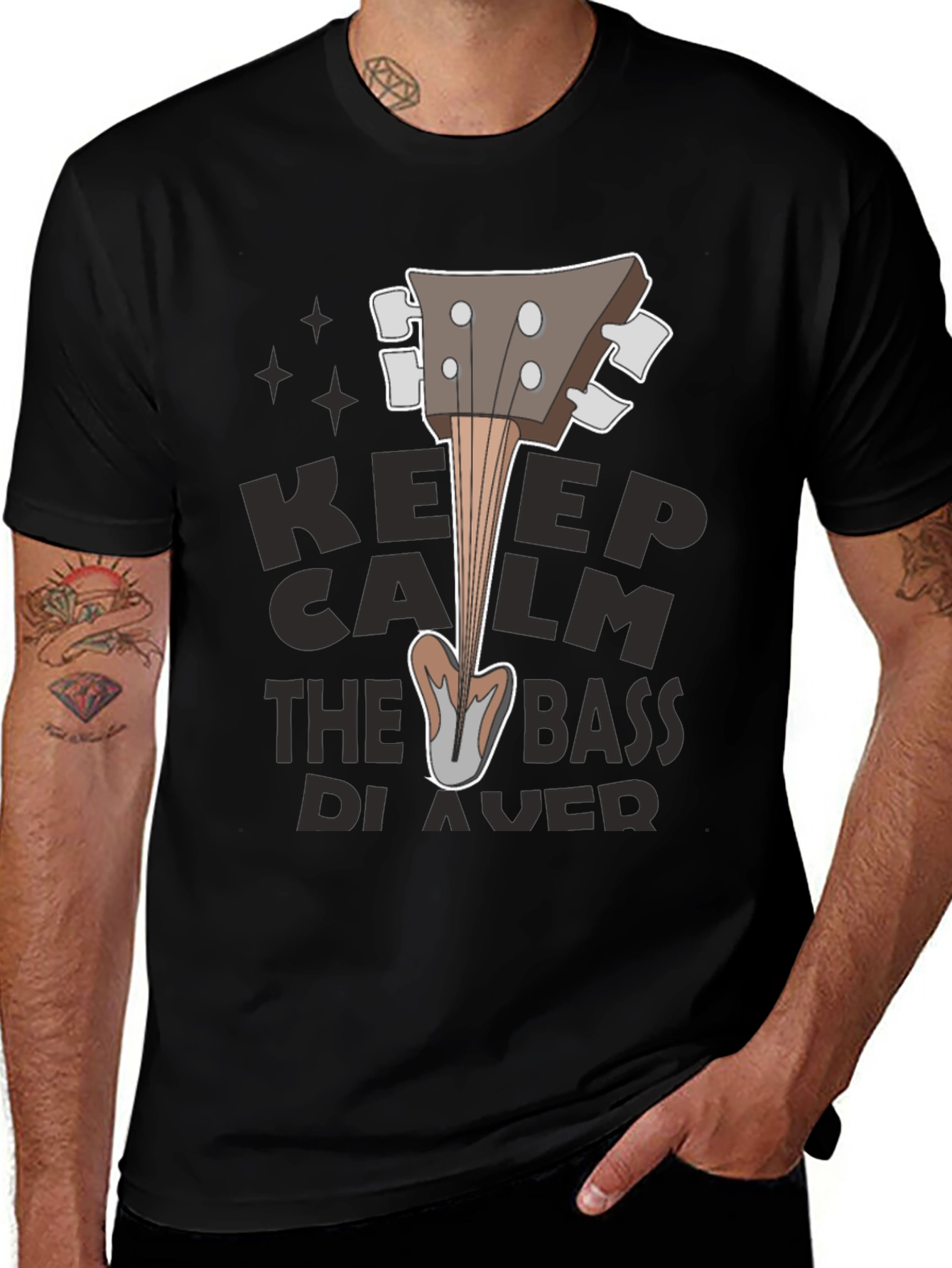 Variant 20 of Keep Calm Bass Player Black T-Shirt