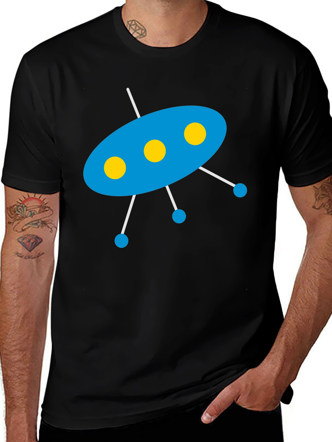 Variant 25 of UFO Graphic T-Shirt - Black Cotton Blend Tee