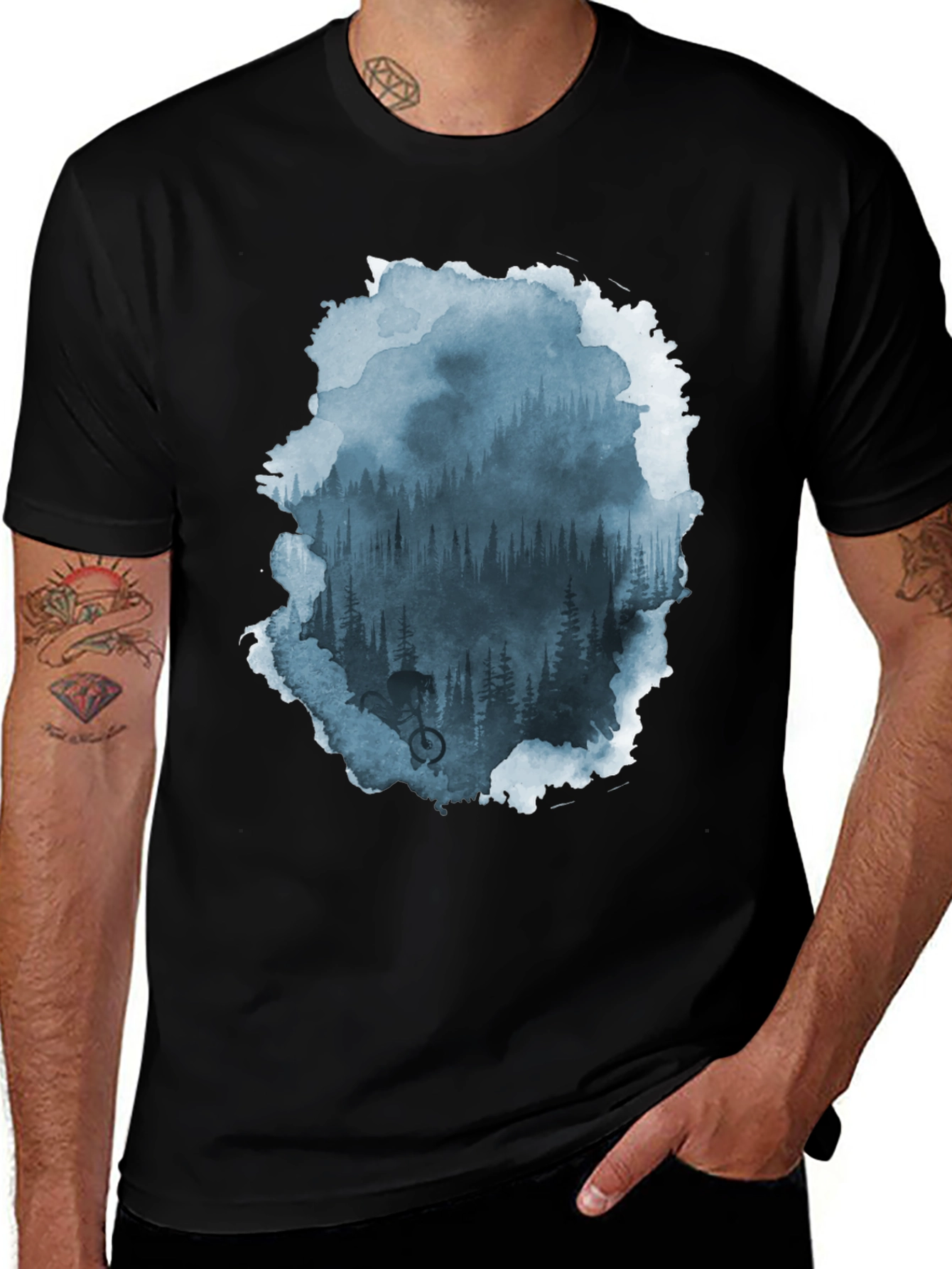 Variant 17 of Mountain Biker Forest T-Shirt - Nature Lover Tee