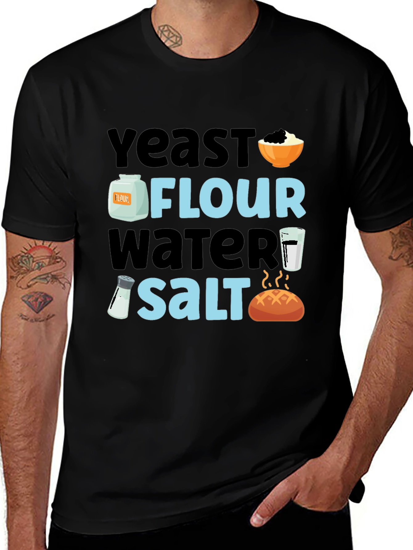 Variant 11 of Baking Ingredients T-Shirt - Yeast, Flour, Water, Salt