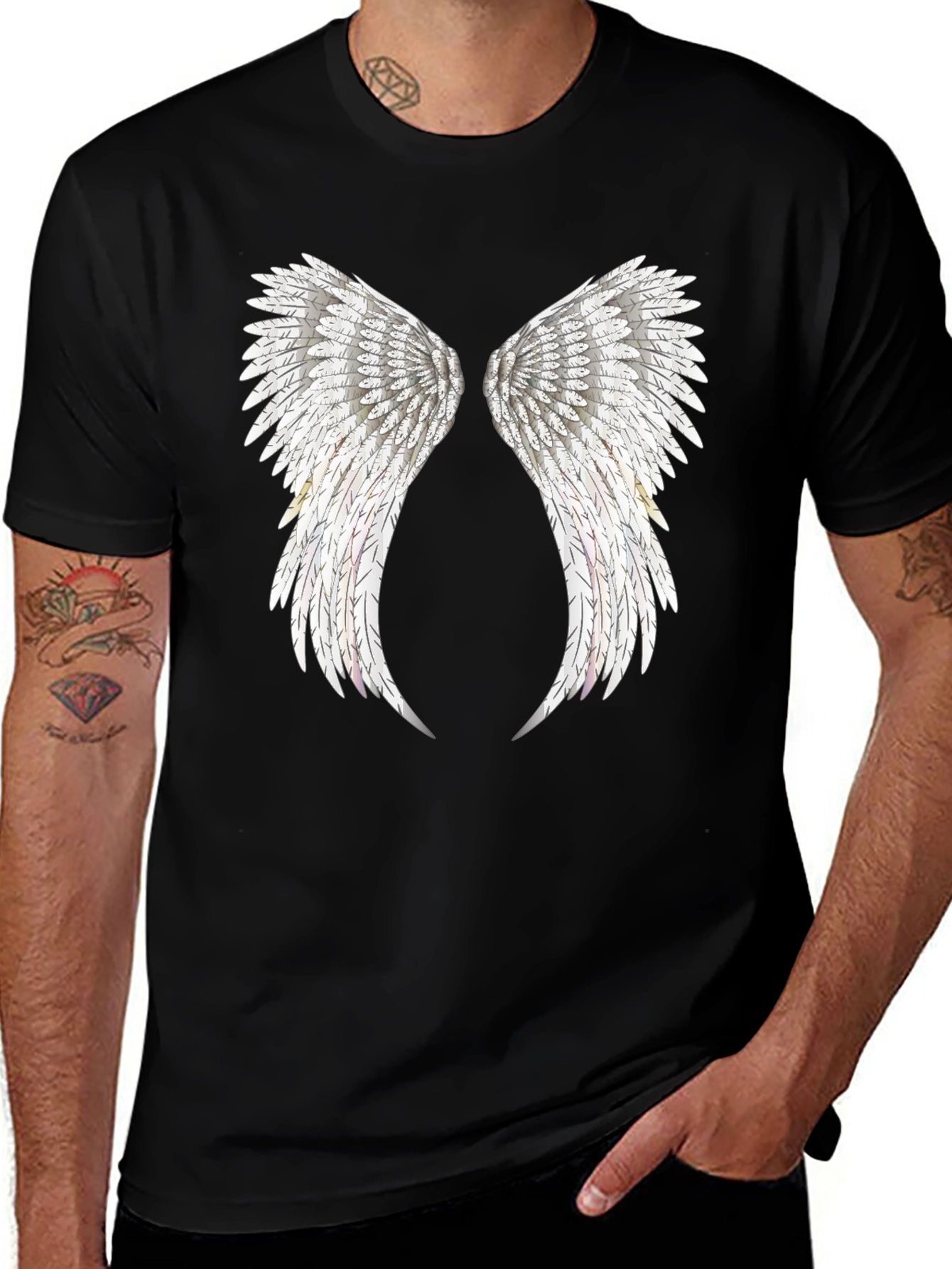 Variant 2 of Angel Wing Print Black T-Shirt