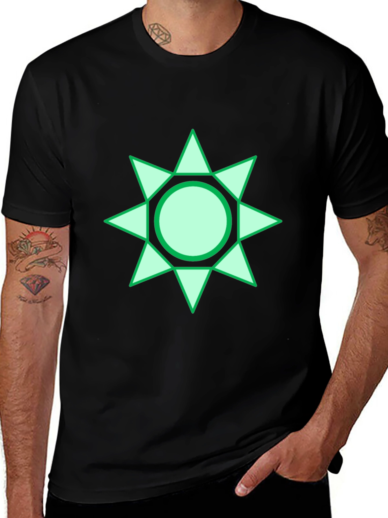 Variant 9 of Geometric Star Graphic Tee - Black