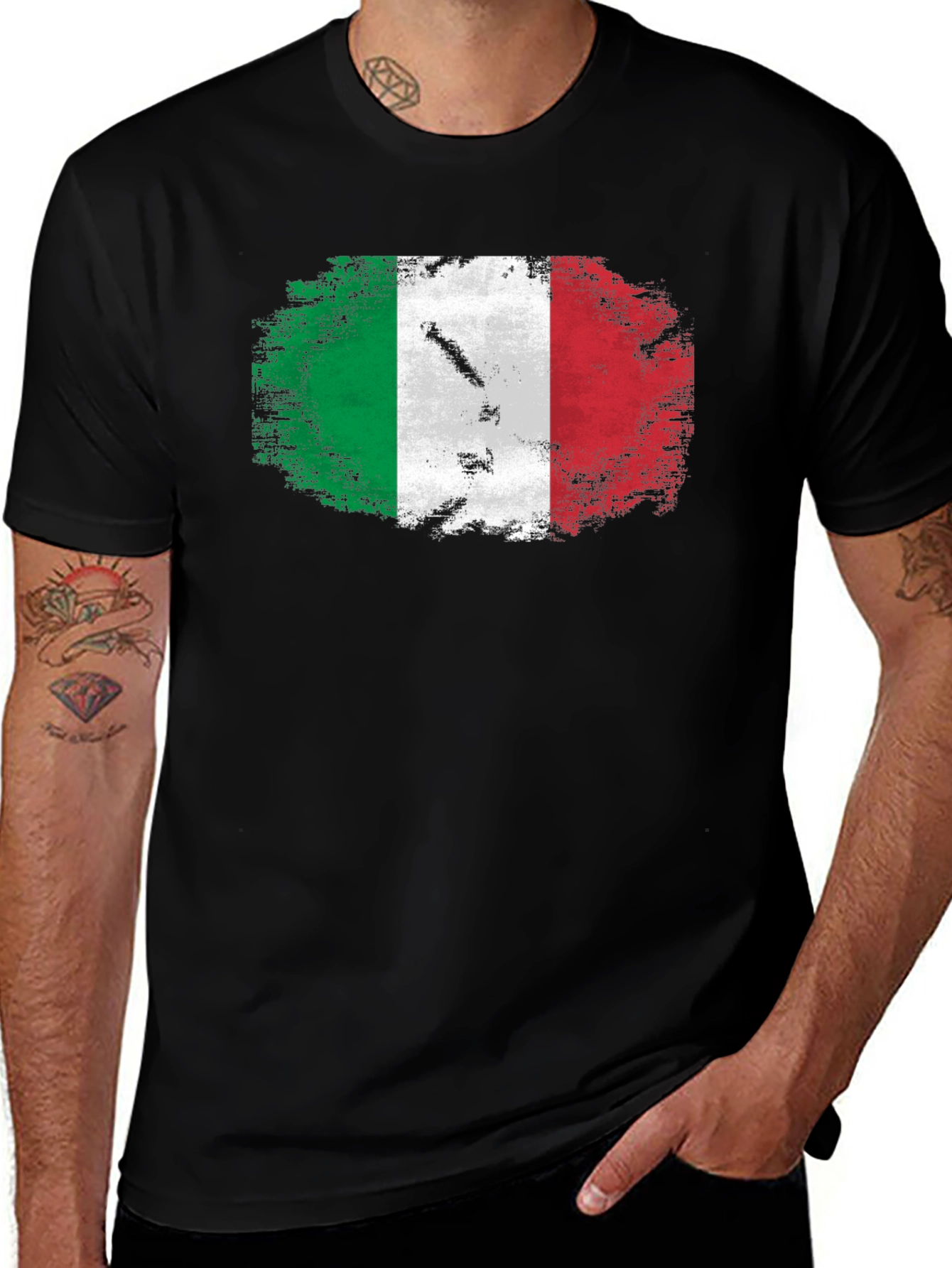 Italian Flag Grunge Style Graphic T-Shirt
