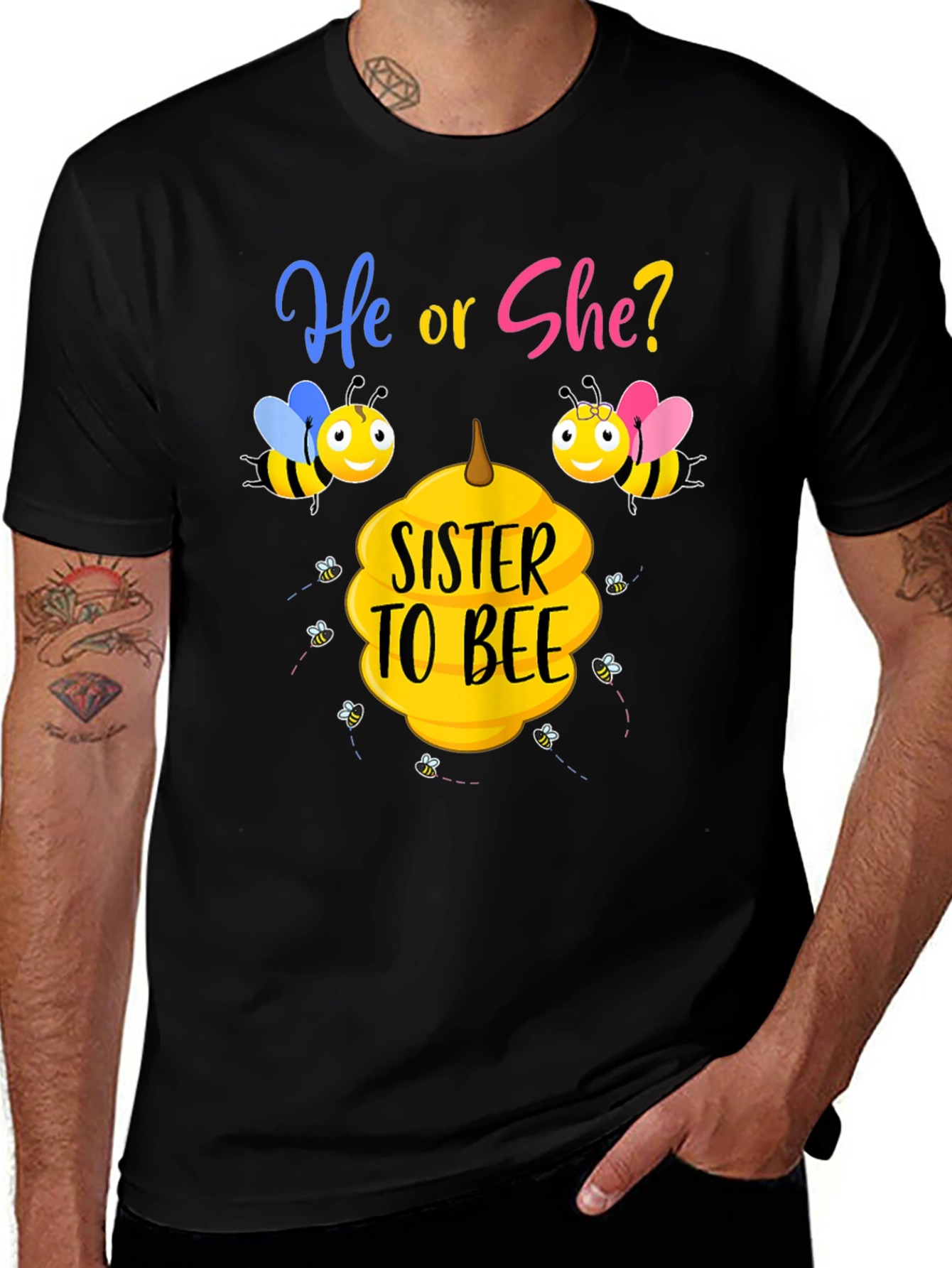 Variant 4 of Sister to Bee Gender Reveal T-Shirt
