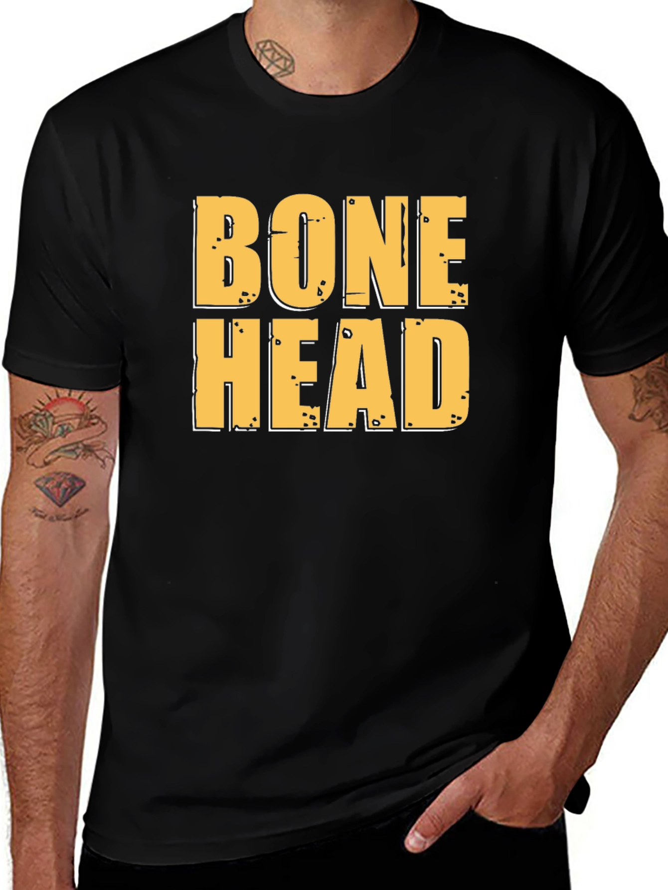 Variant 20 of Bonehead Graphic Tee - Funny Black T-Shirt