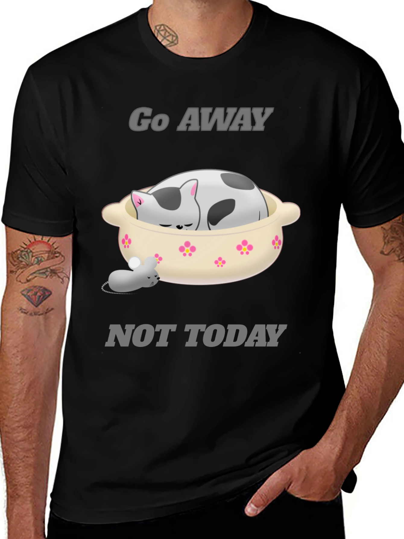 Variant 15 of Funny Cat in Pot T-Shirt - Go Away Not Today