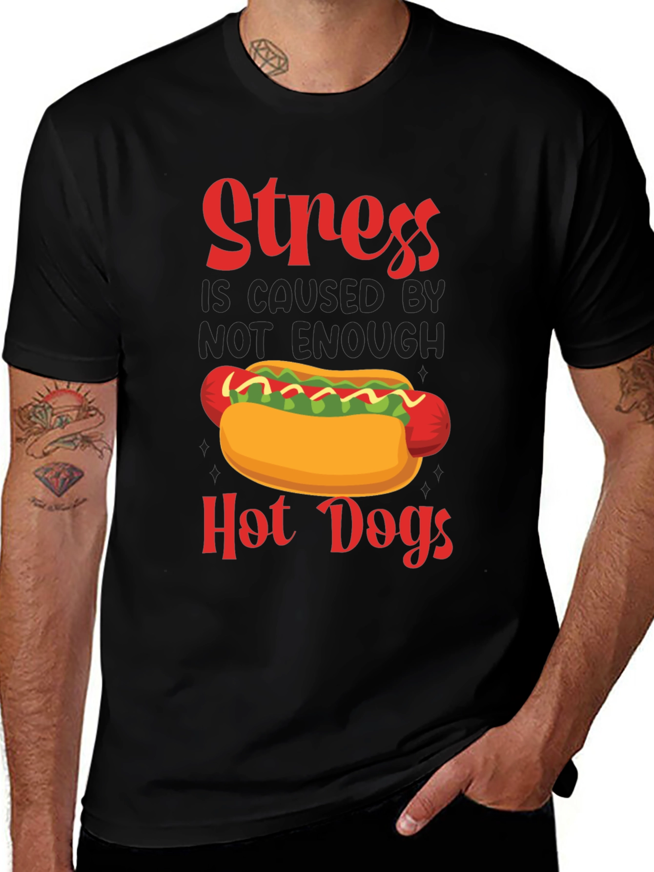 Variant 22 of Stress Hot Dog Graphic Tee - Funny Unisex T-Shirt