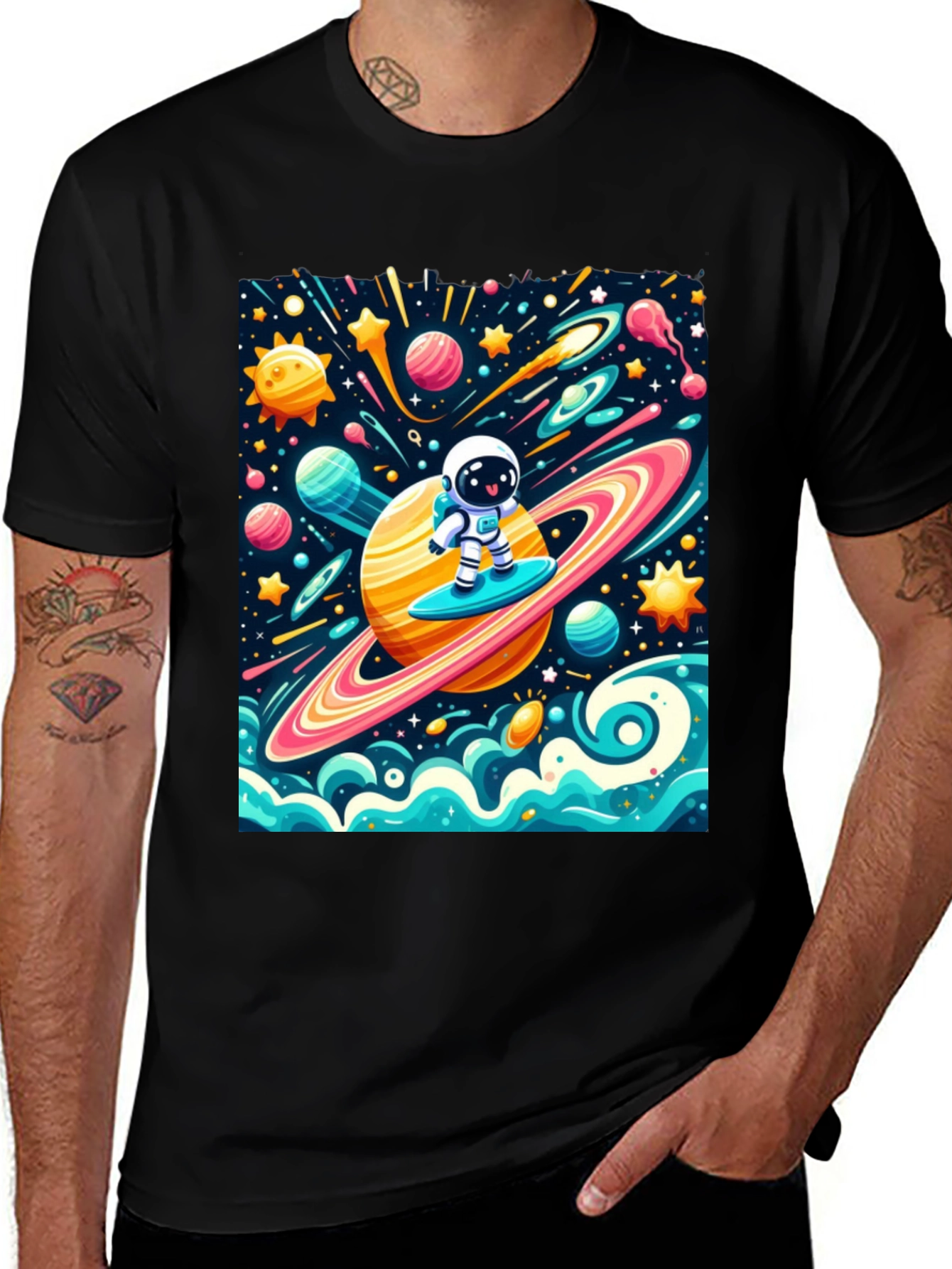 Variant 21 of Astronaut Surfing Space T-Shirt