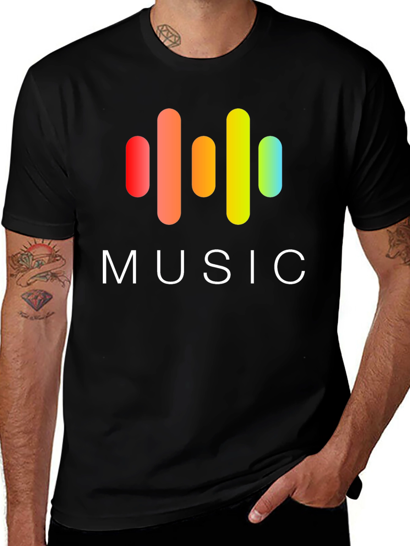Variant 25 of Music Graphic Print Black T-Shirt