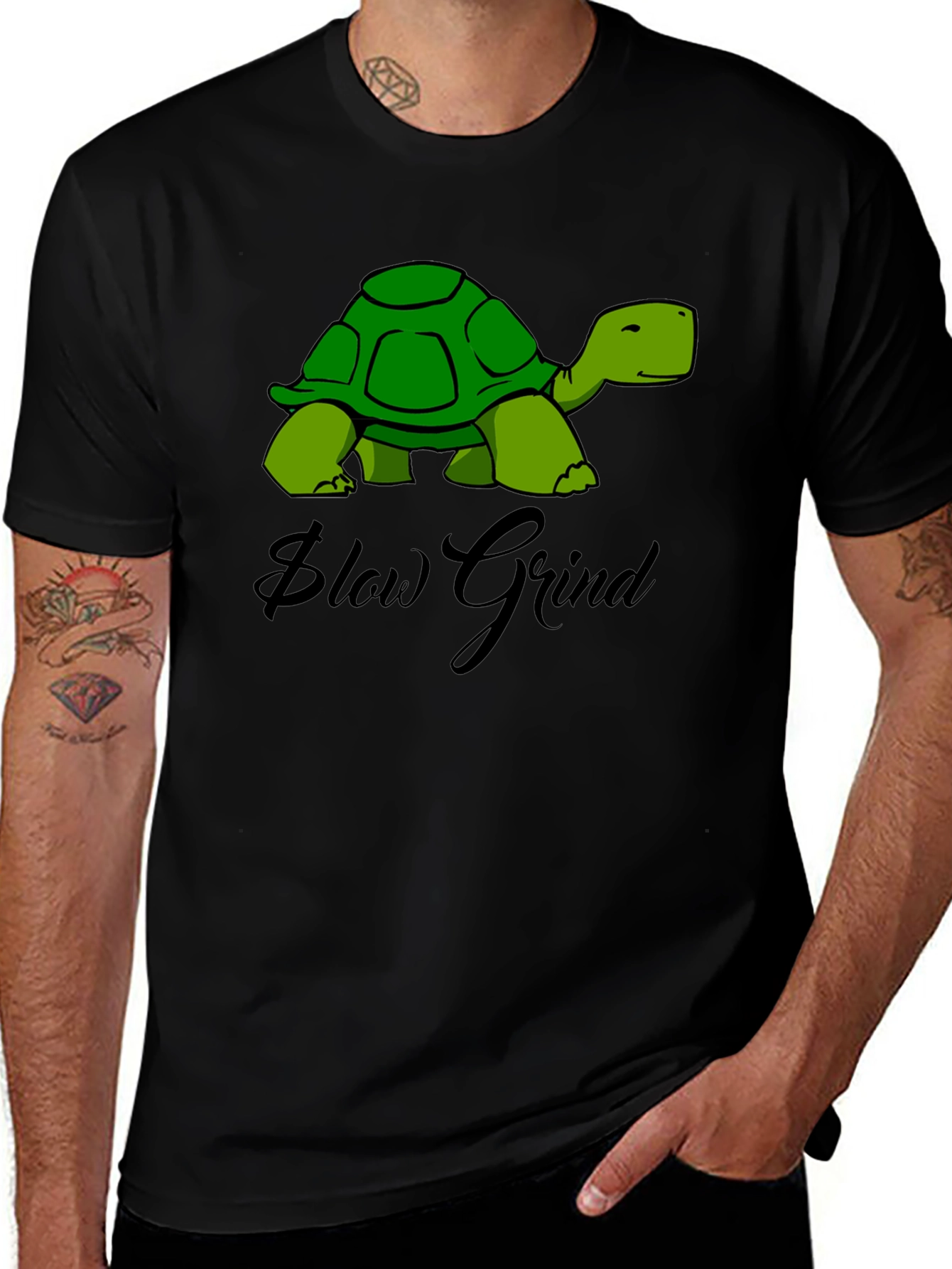 Variant 14 of Slow Grind Turtle Graphic Black T-Shirt