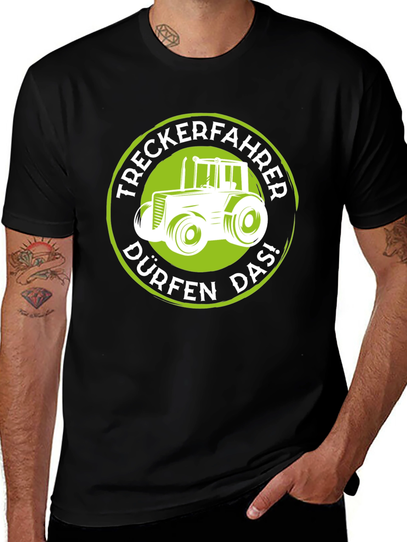 Black Treckerfahrer Tractor Graphic T-Shirt main image