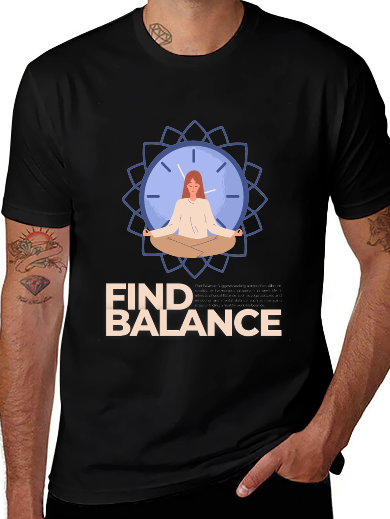 Variant 17 of Find Balance T-Shirt - Mindful Meditation Graphic Tee