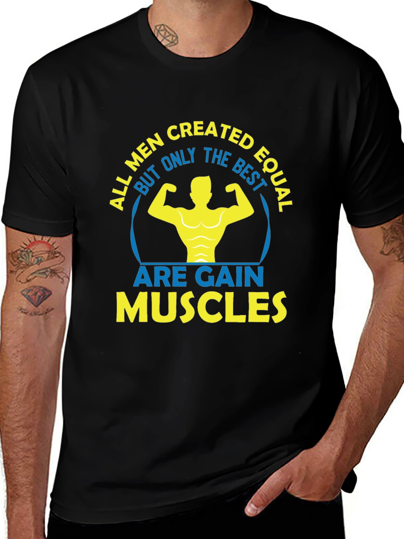 Variant 16 of Muscle Gain Graphic Tee - Men's Fitness Shirt