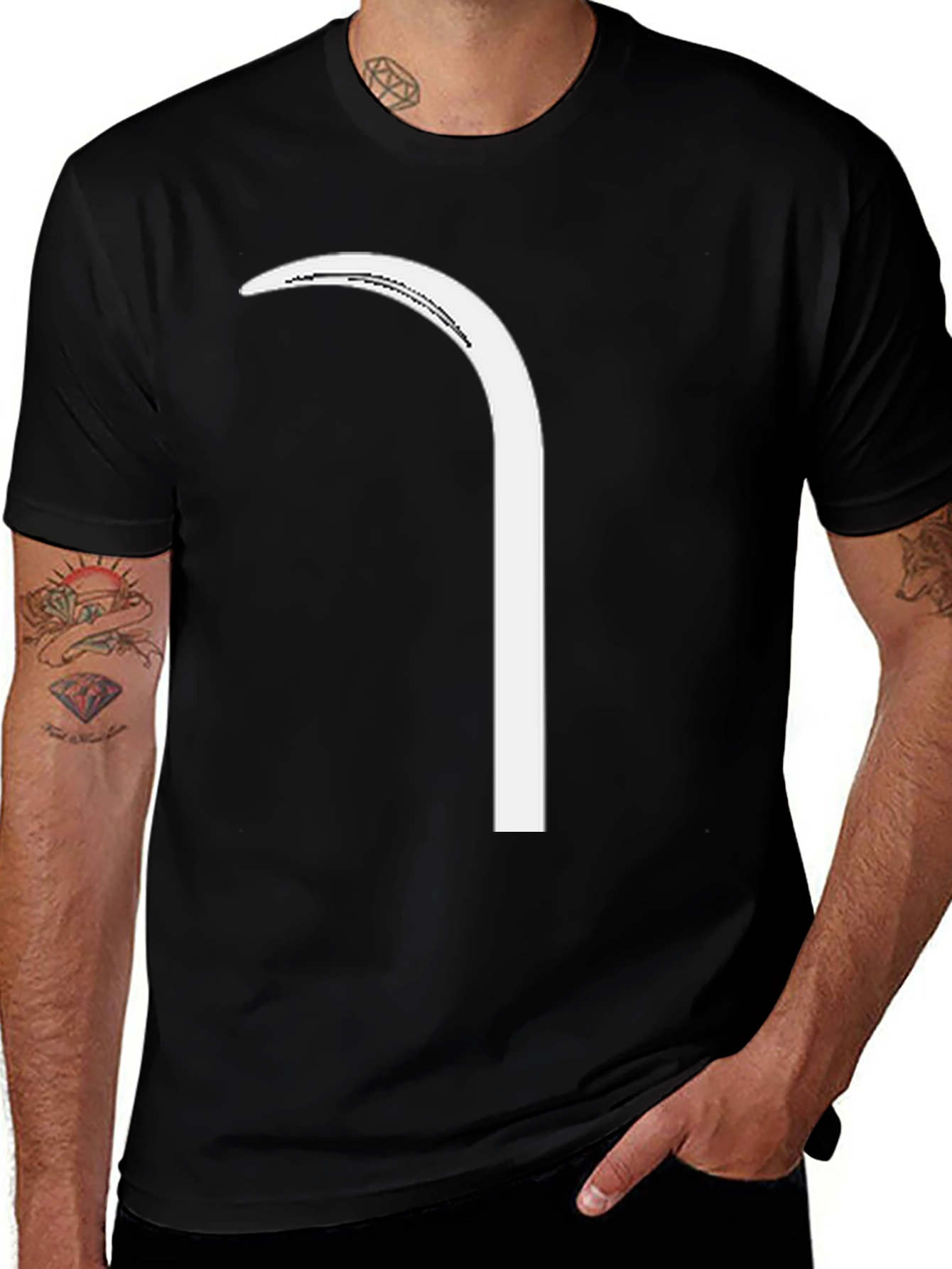 Minimalist Sickle T-Shirt - Black Cotton Blend Tee