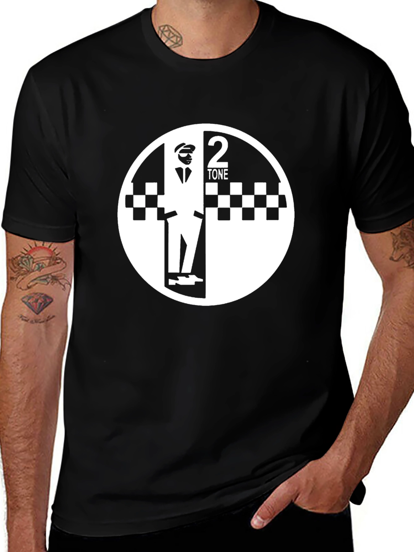 2 Tone Ska T-Shirt - Black & White Mod Style