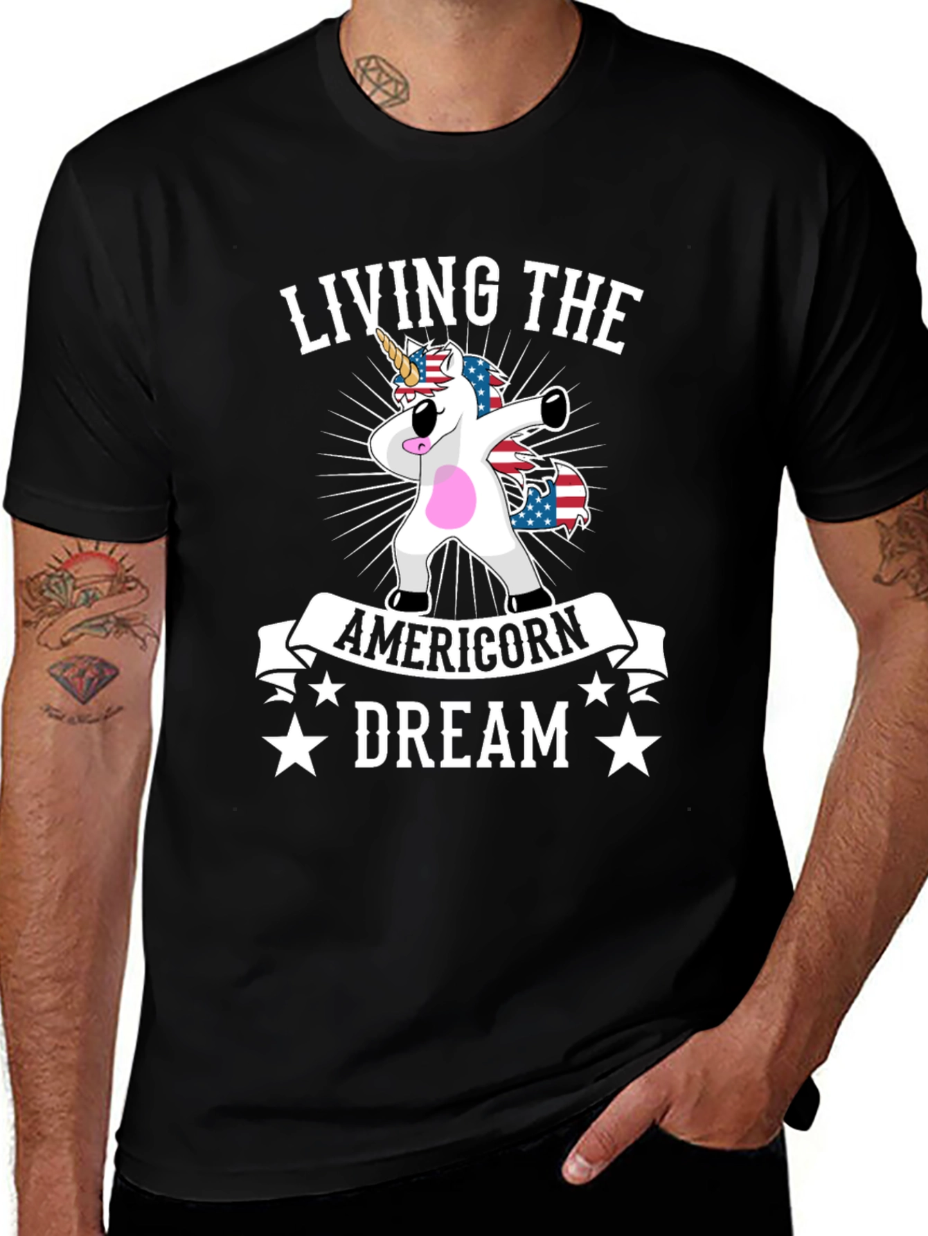 Americorn Dream T-Shirt: Patriotic Unicorn Dab Tee