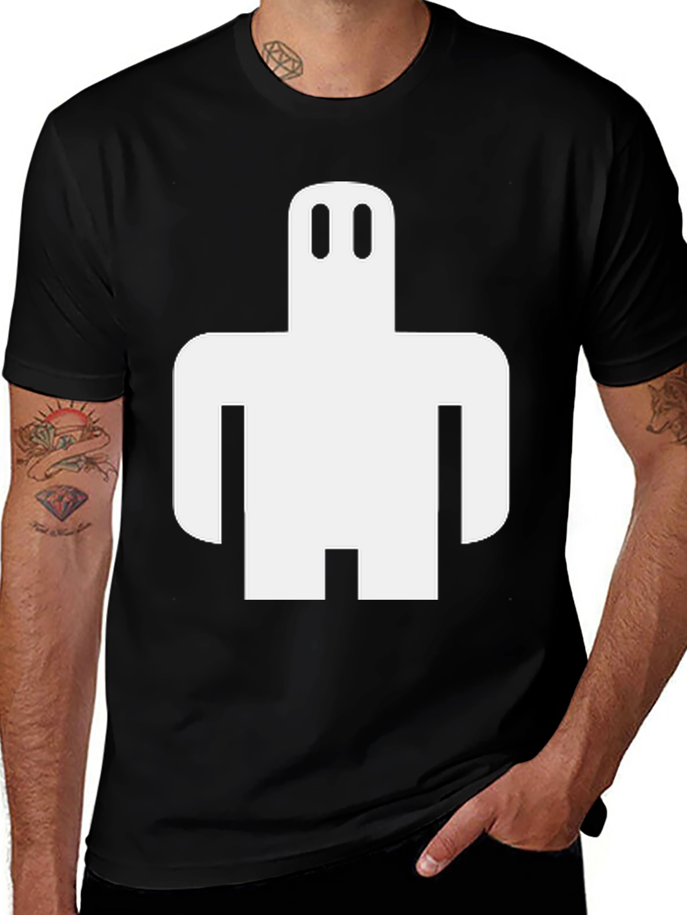 Variant 21 of Abstract White Figure Graphic Black T-Shirt