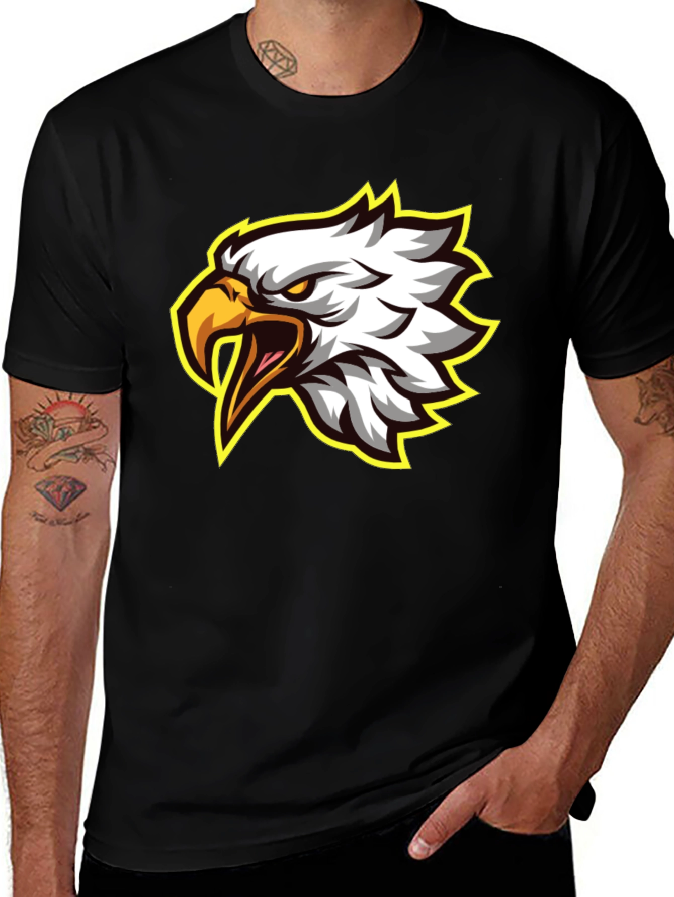 Black Eagle Graphic Tee - Fierce Bird Design Black T-Shirt main image