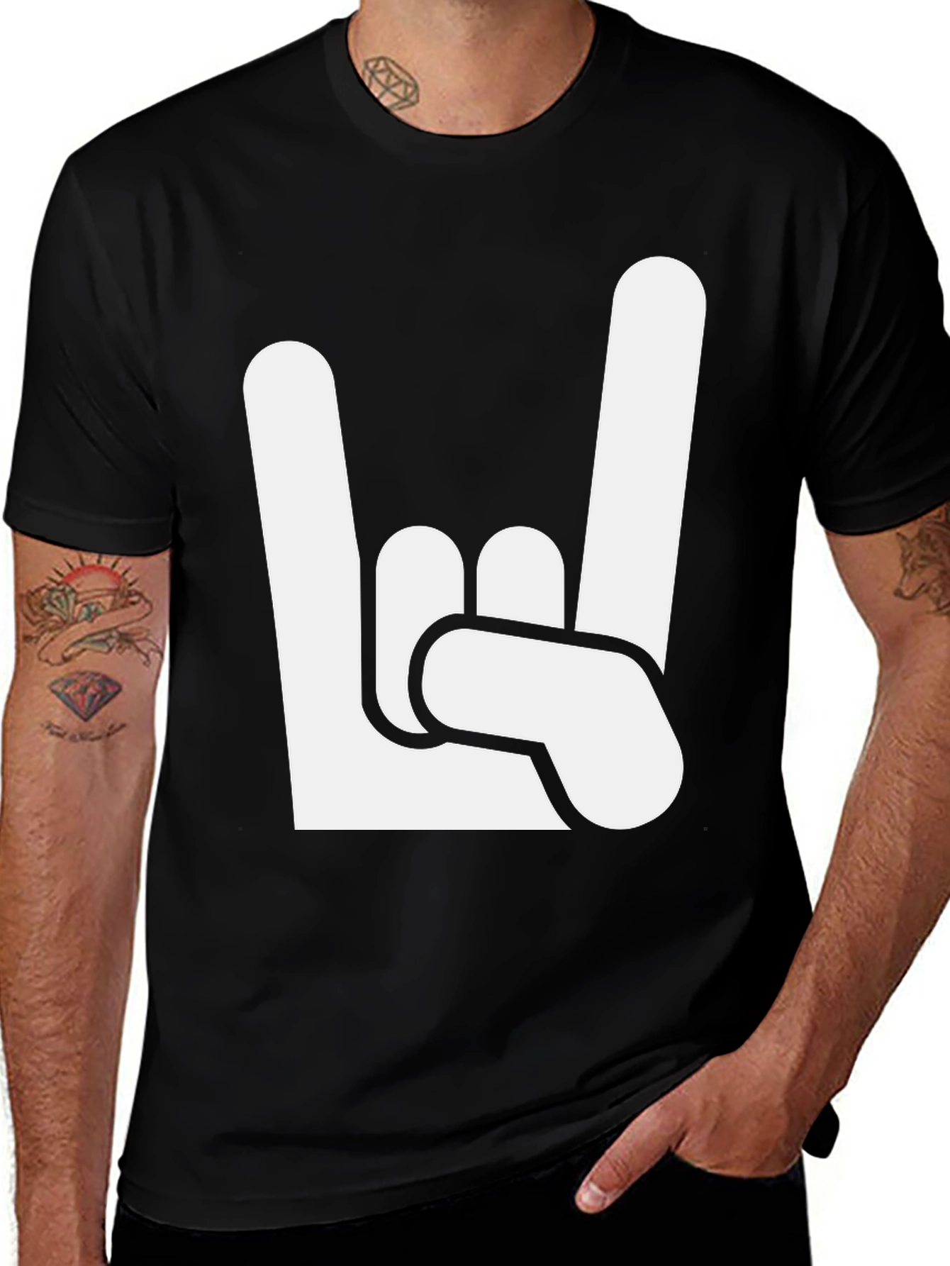 Variant 18 of Rock On T-Shirt - Metal Hand Sign Graphic Tee