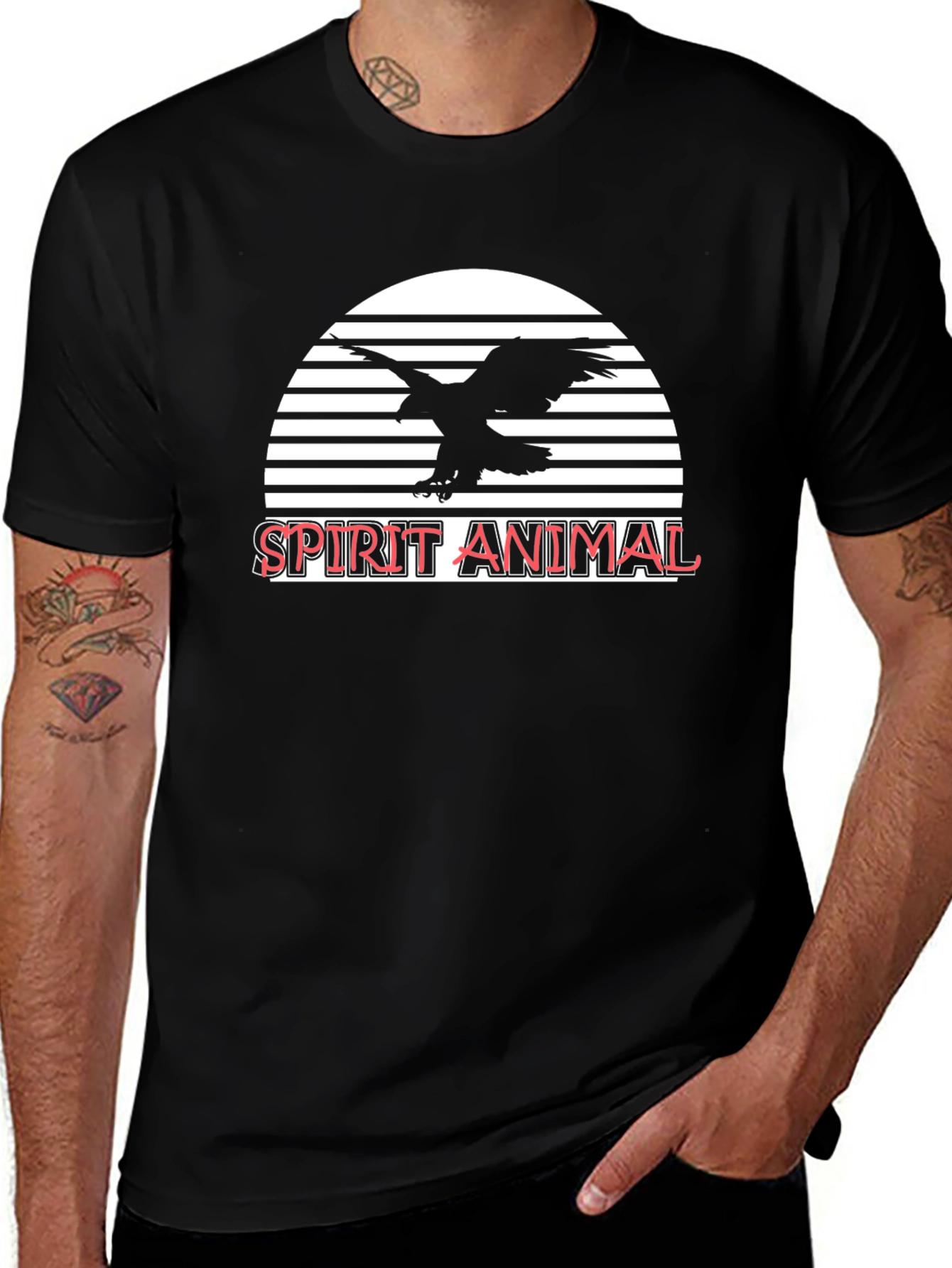 Variant 8 of Spirit Animal Eagle Graphic Tee - Black