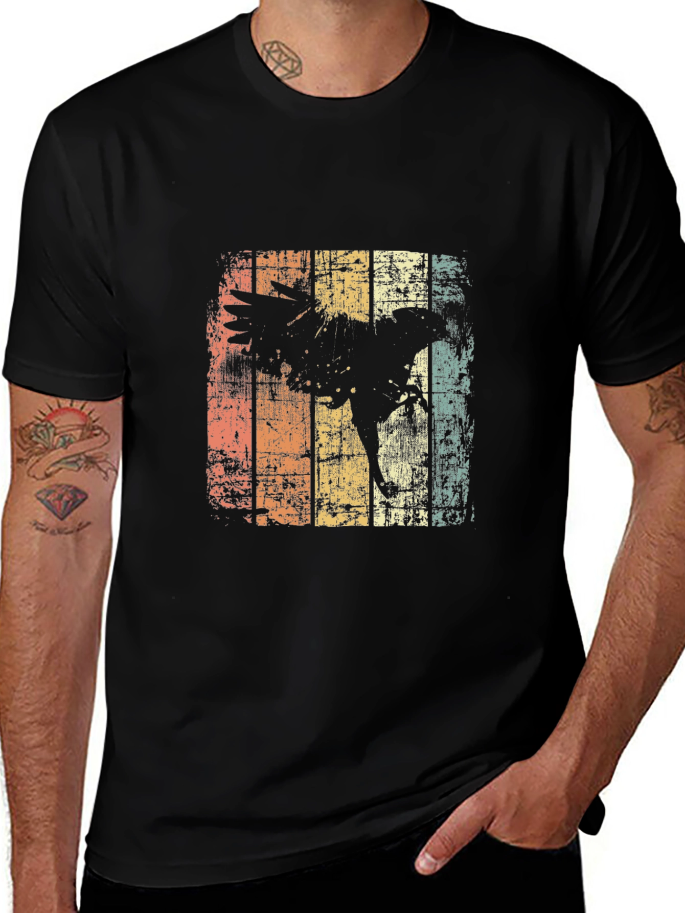 Variant 2 of Retro Eagle Graphic Tee - Men's Black T-Shirt