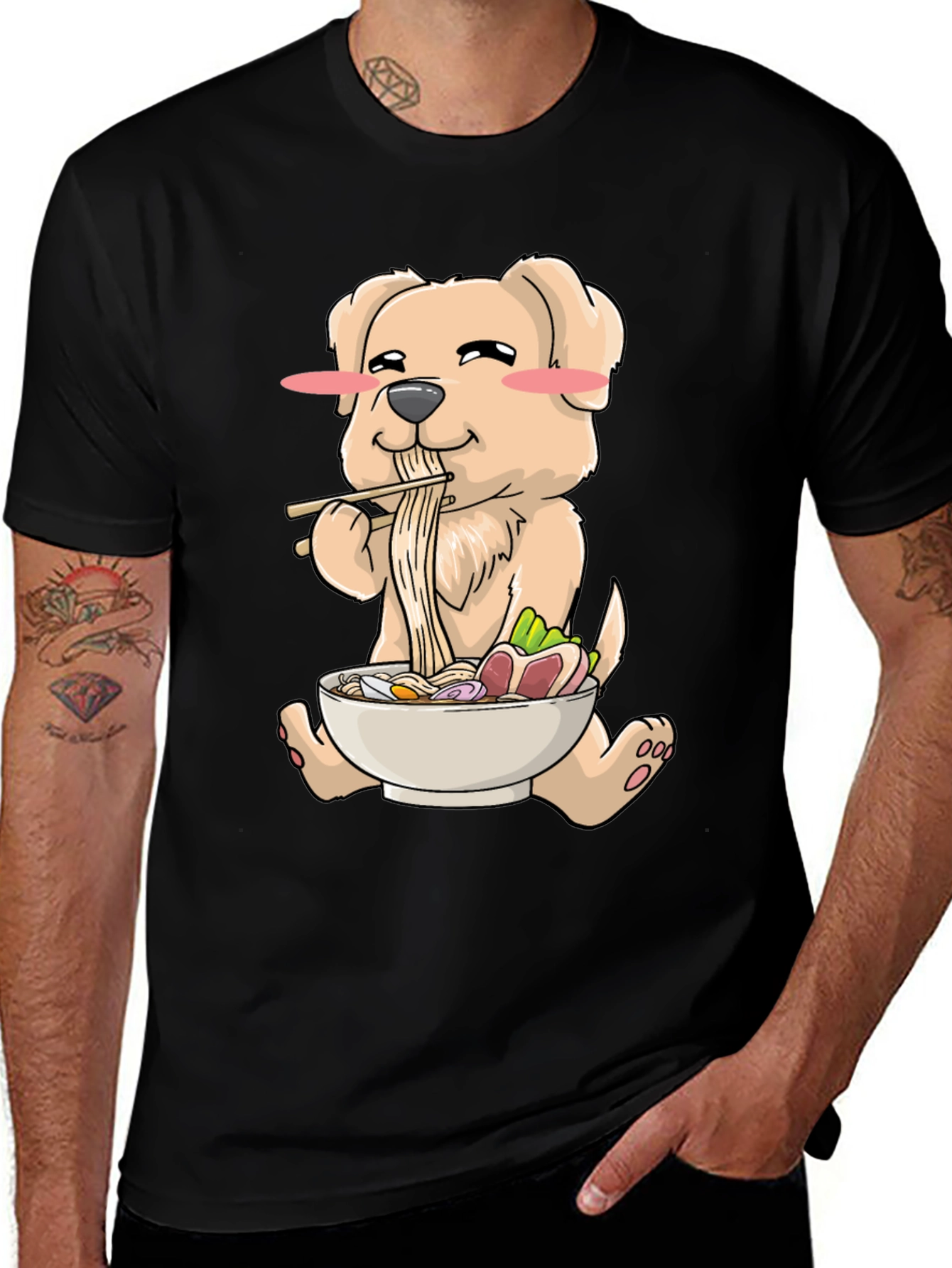 Variant 29 of Ramen Dog T-Shirt - Cute Cartoon Design