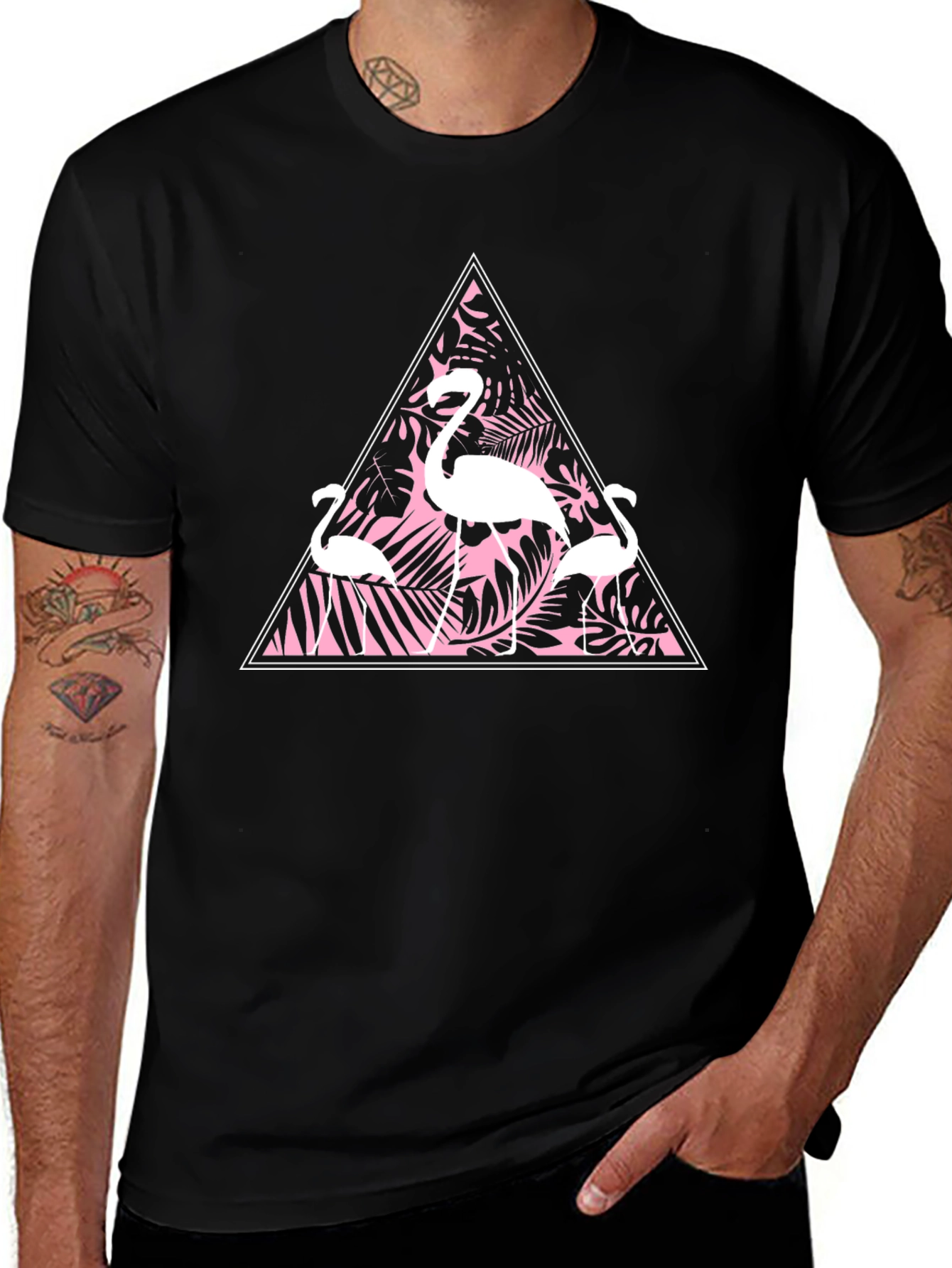 Variant 25 of Flamingo Triangle Graphic Tee - Modern Casual Shirt