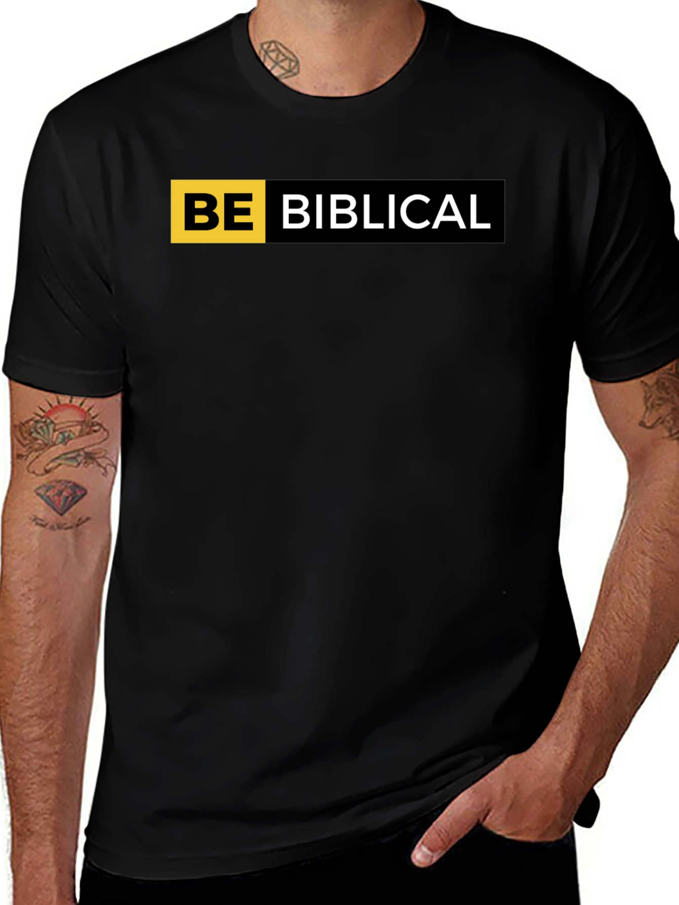 Variant 18 of Be Biblical Black T-Shirt - Religious Graphic Tee