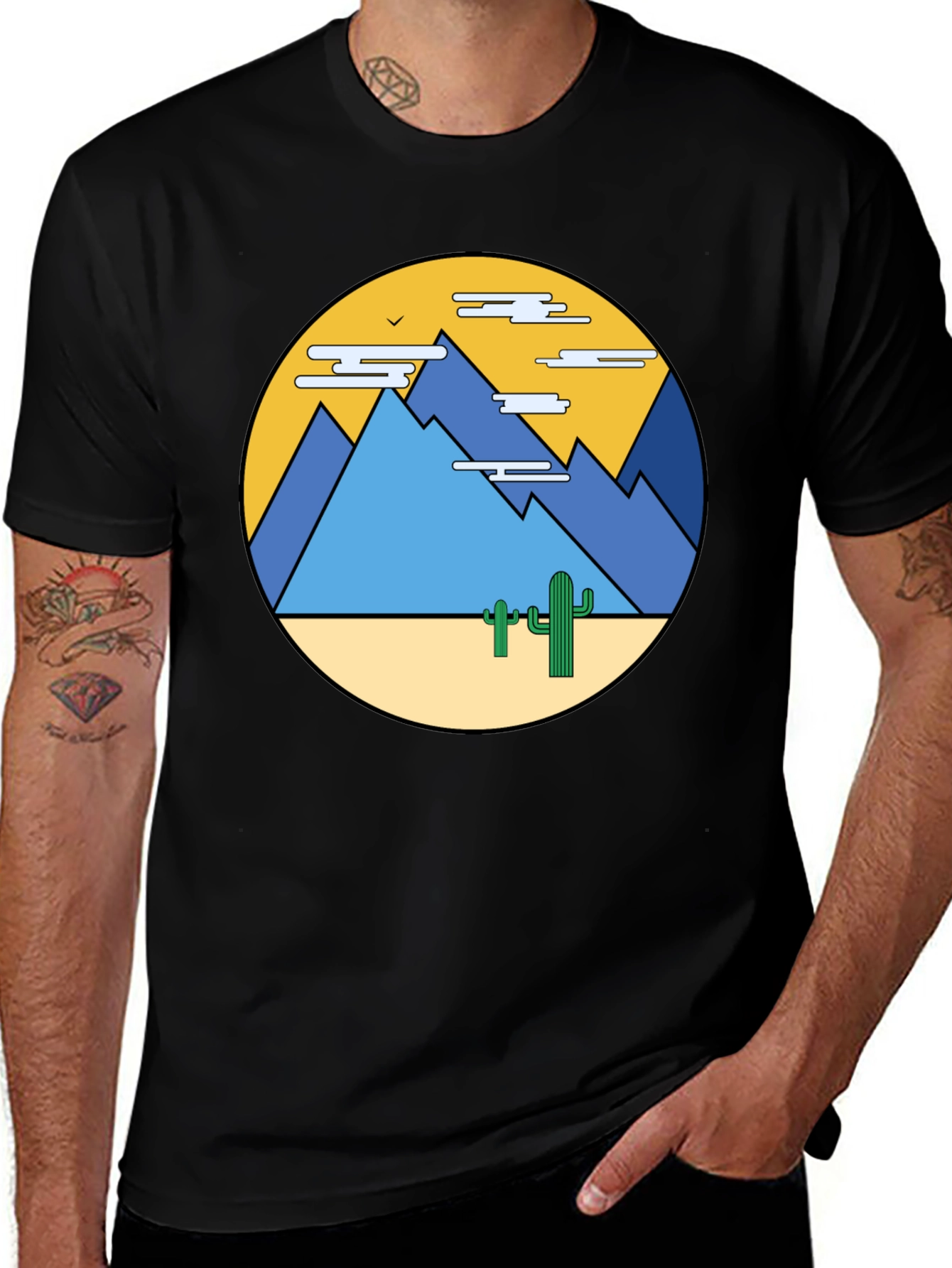 Variant 13 of Desert Mountain Graphic Tee - Black Cotton Blend